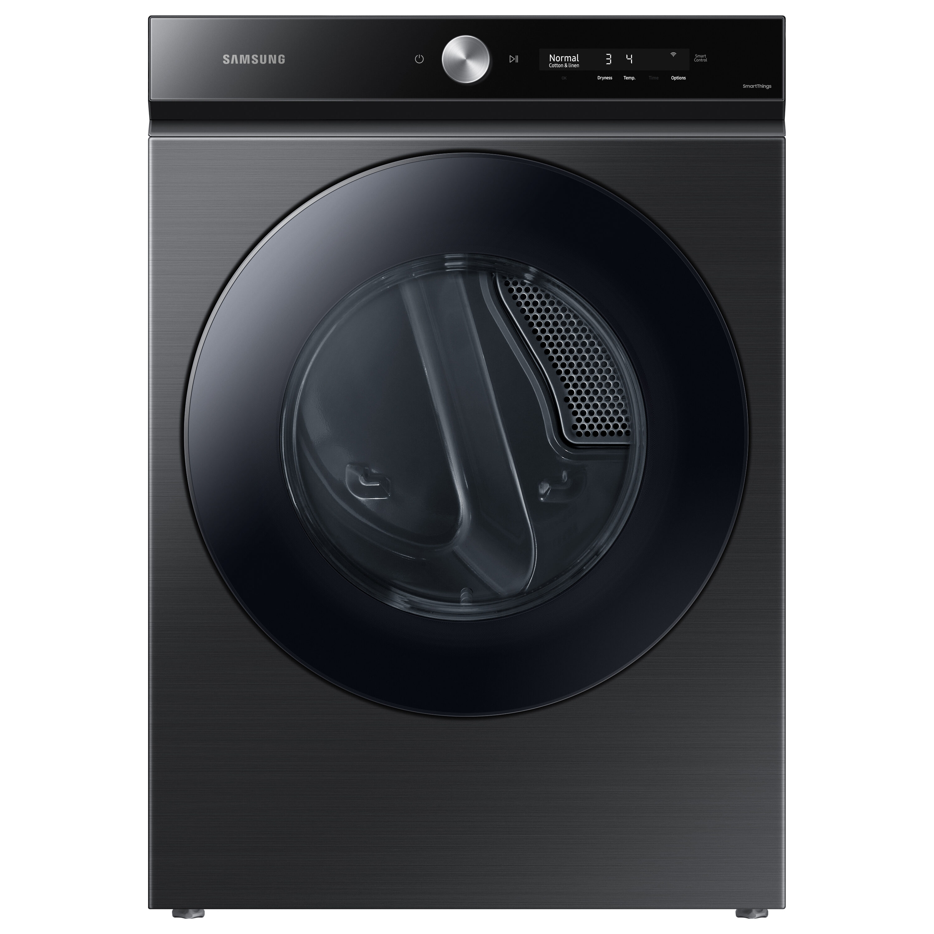 Secadora eléctrica apilable Samsung de 7.6 pies cúbicos con ciclo de vapor y ventilación (Negro Mate) Certificada por Energy Star DVE53BB8700V