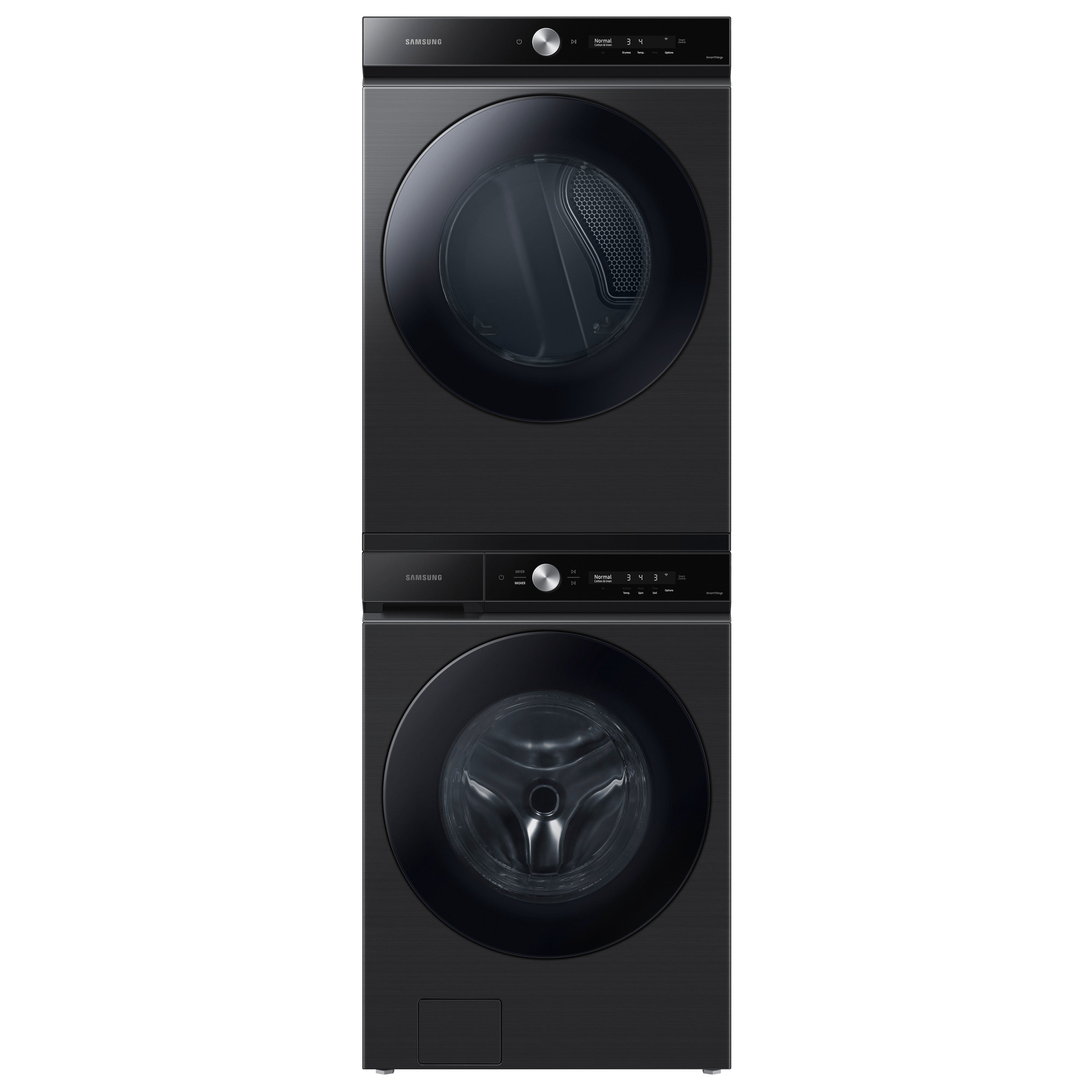 Secadora eléctrica apilable Samsung de 7.6 pies cúbicos con ciclo de vapor y ventilación (Negro Mate) Certificada por Energy Star DVE53BB8700V