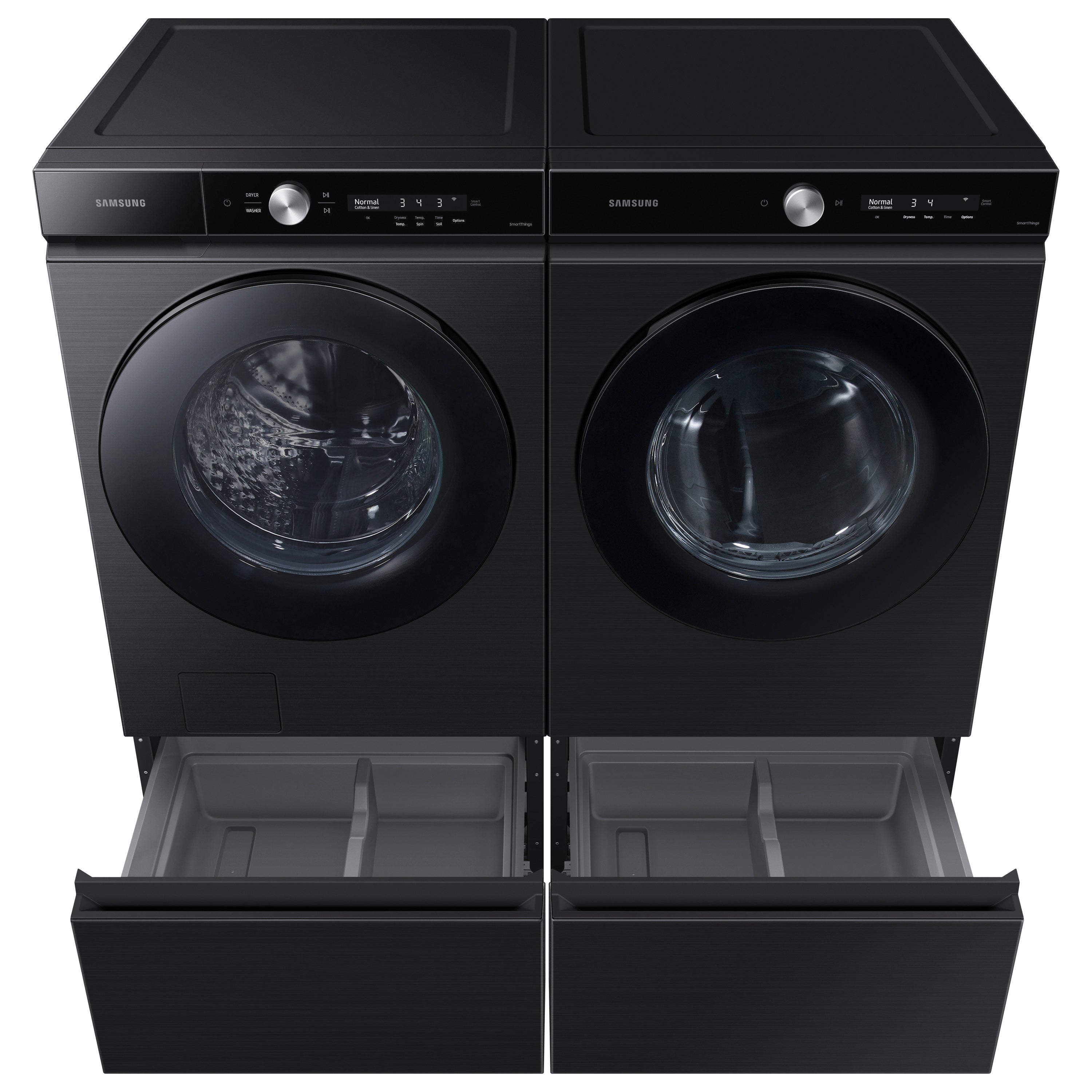 Secadora eléctrica apilable Samsung de 7.6 pies cúbicos con ciclo de vapor y ventilación (Negro Mate) Certificada por Energy Star DVE53BB8700V