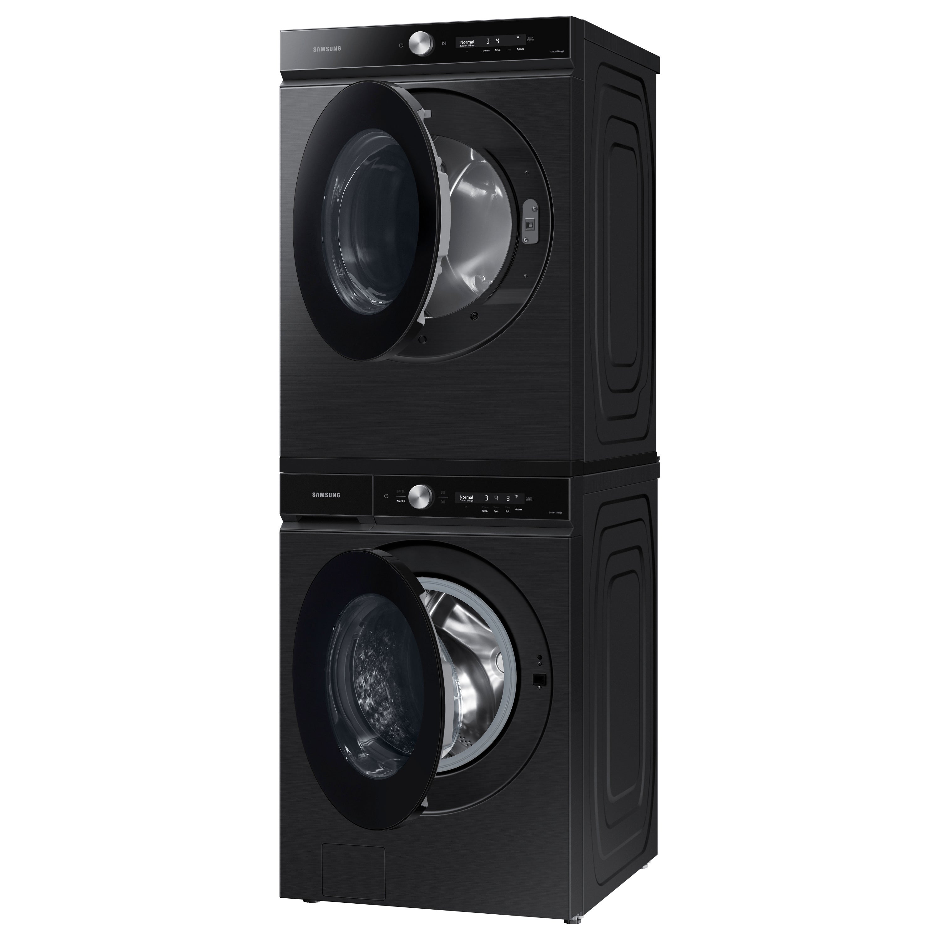 Secadora de gas apilable Samsung Bespoke de 7.6 pies cúbicos con ciclo de vapor y compatible con tecnología inteligente (Negro Cepillado) Certificada por Energy Star DVG53BB8700V