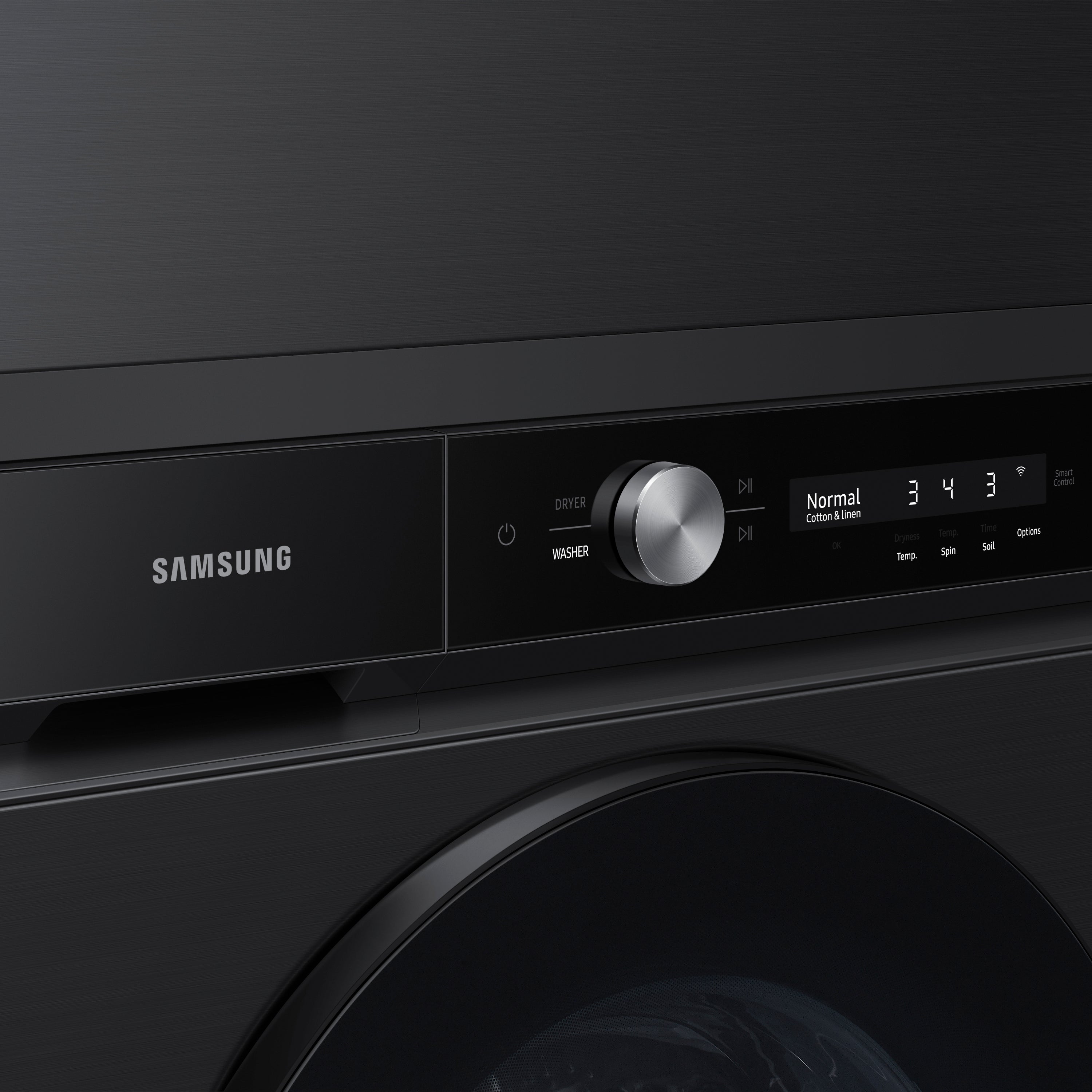 Secadora de gas apilable Samsung Bespoke de 7.6 pies cúbicos con ciclo de vapor y compatible con tecnología inteligente (Negro Cepillado) Certificada por Energy Star DVG53BB8700V