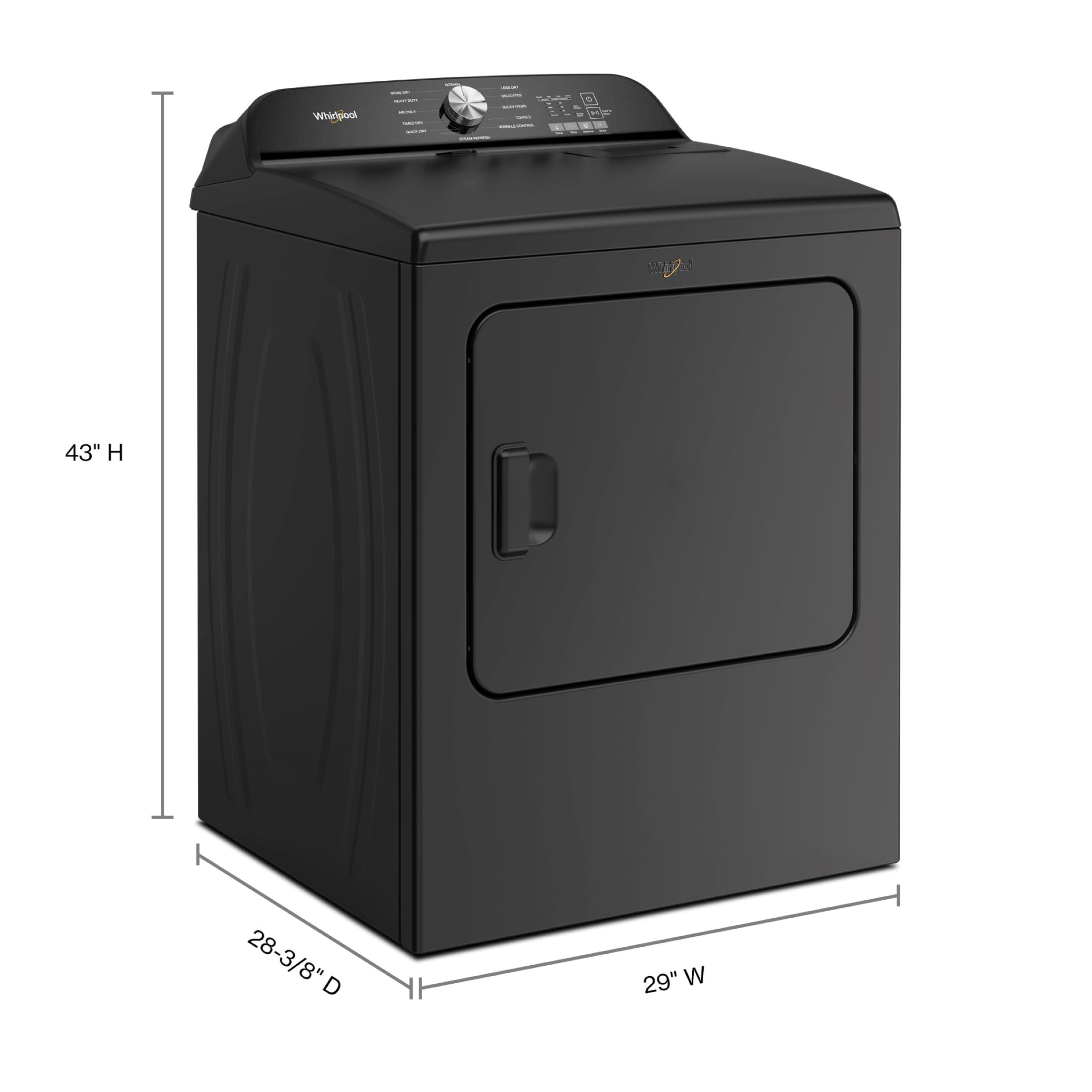 Secadora eléctrica con vapor y ciclo de ventilación de 7 pies cúbicos (Negro Volcán) WED6150PB