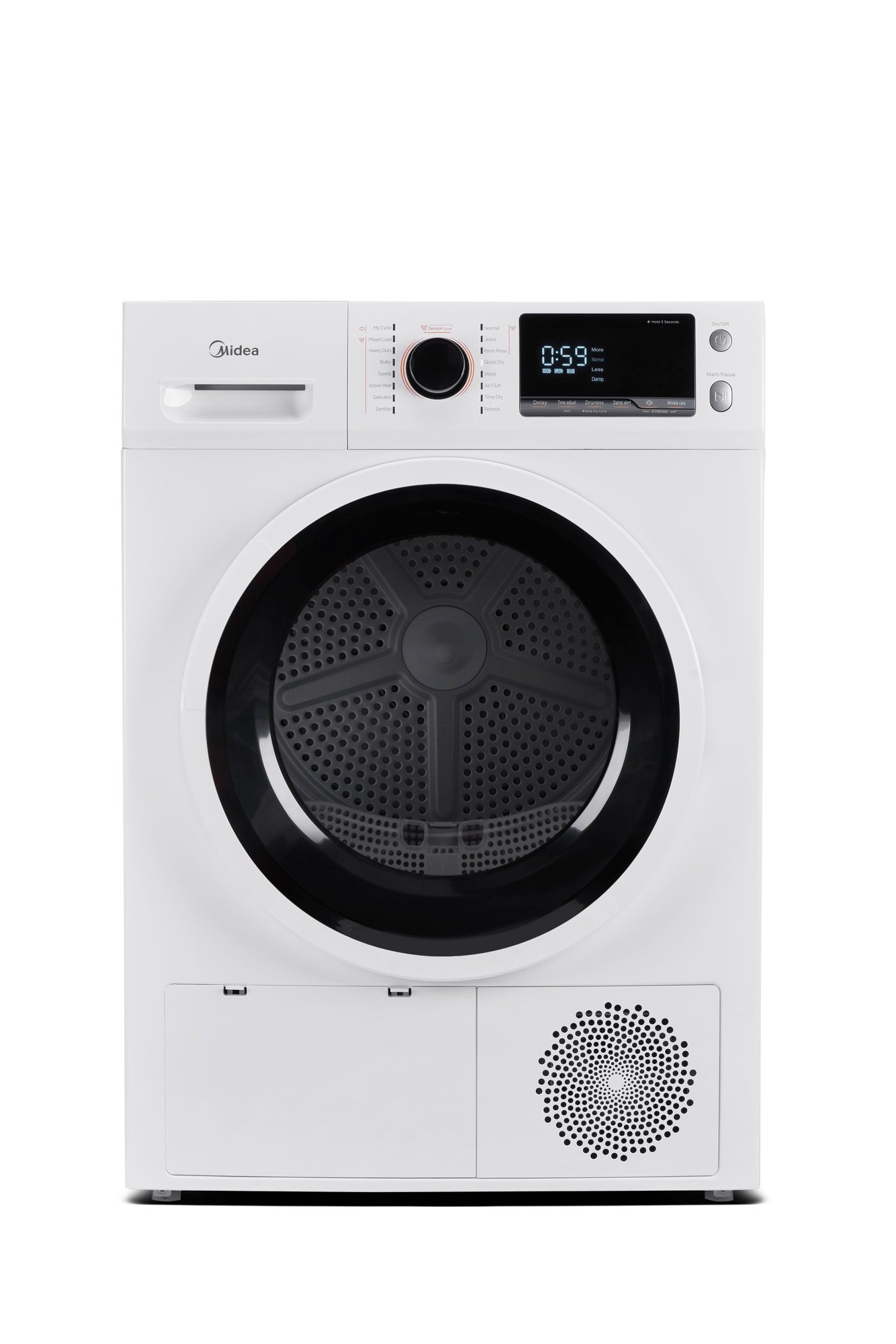 Secadora eléctrica apilable sin ventilación con bomba de calor de 4.4 pies cúbicos (Blanco) Certificada por Energy Star