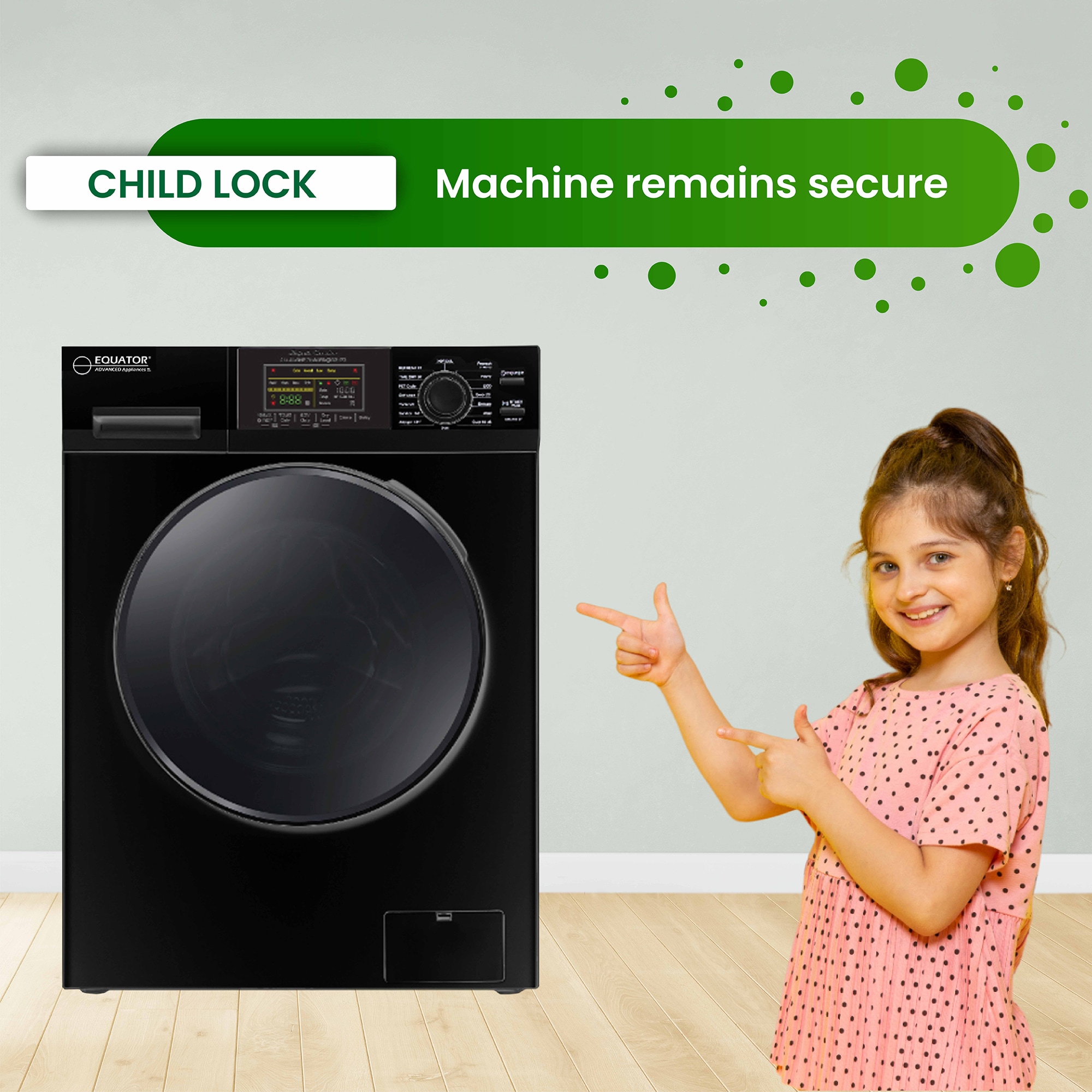 Combo de lavadora y secadora todo en uno, sin ventilación, negro, con capacidad de 1.6 pies cúbicos, para empotrar o de pie. EZ 4700 C NEGRO de Equator Advanced Appliances.