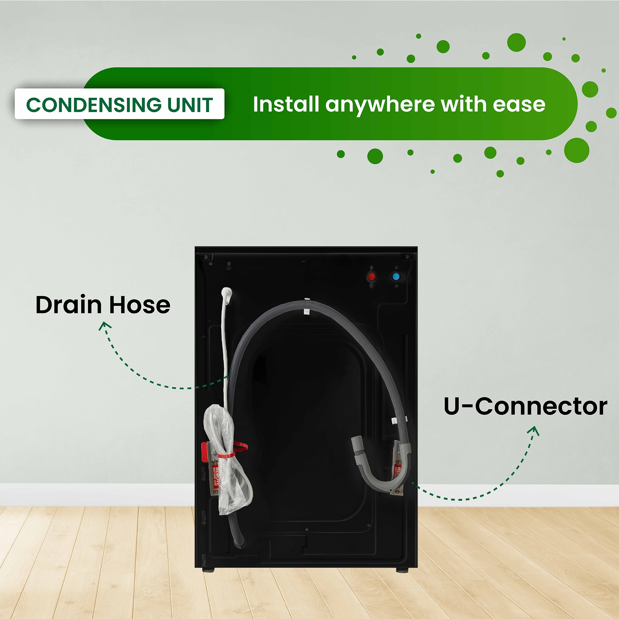 Combo de lavadora y secadora todo en uno, sin ventilación, negro, con capacidad de 1.6 pies cúbicos, para empotrar o de pie. EZ 4700 C NEGRO de Equator Advanced Appliances.