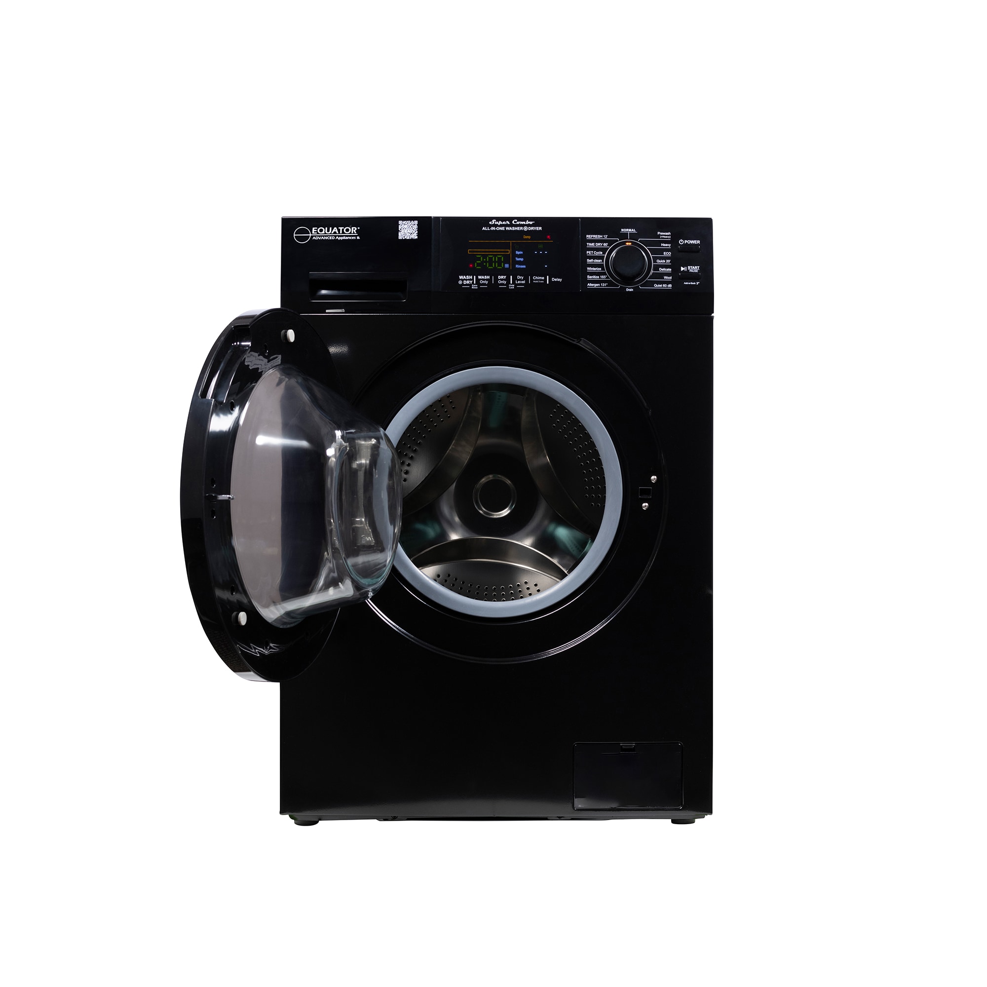 Combo de lavadora y secadora todo en uno, sin ventilación, negro, con capacidad de 1.6 pies cúbicos, para empotrar o de pie. EZ 4700 C NEGRO de Equator Advanced Appliances.