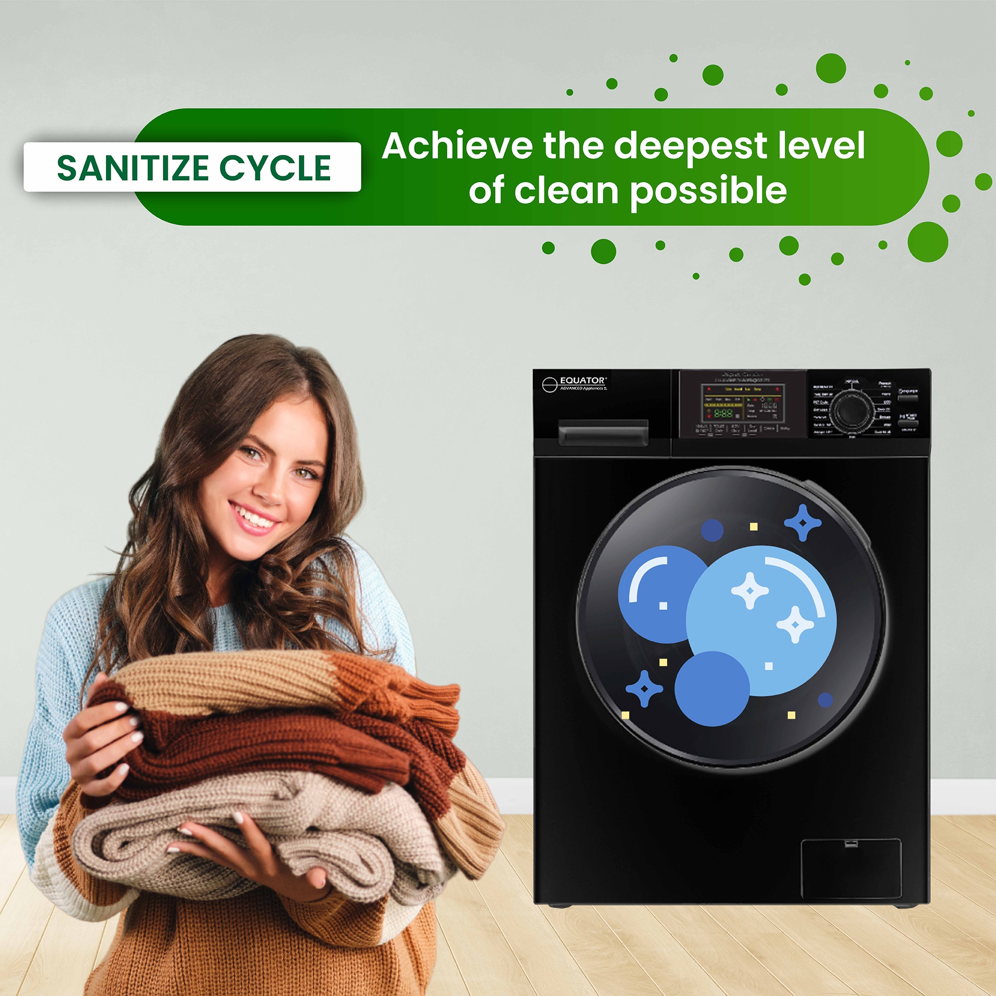 Combo de lavadora y secadora todo en uno, sin ventilación, negro, con capacidad de 1.6 pies cúbicos, para empotrar o de pie. EZ 4700 C NEGRO de Equator Advanced Appliances.