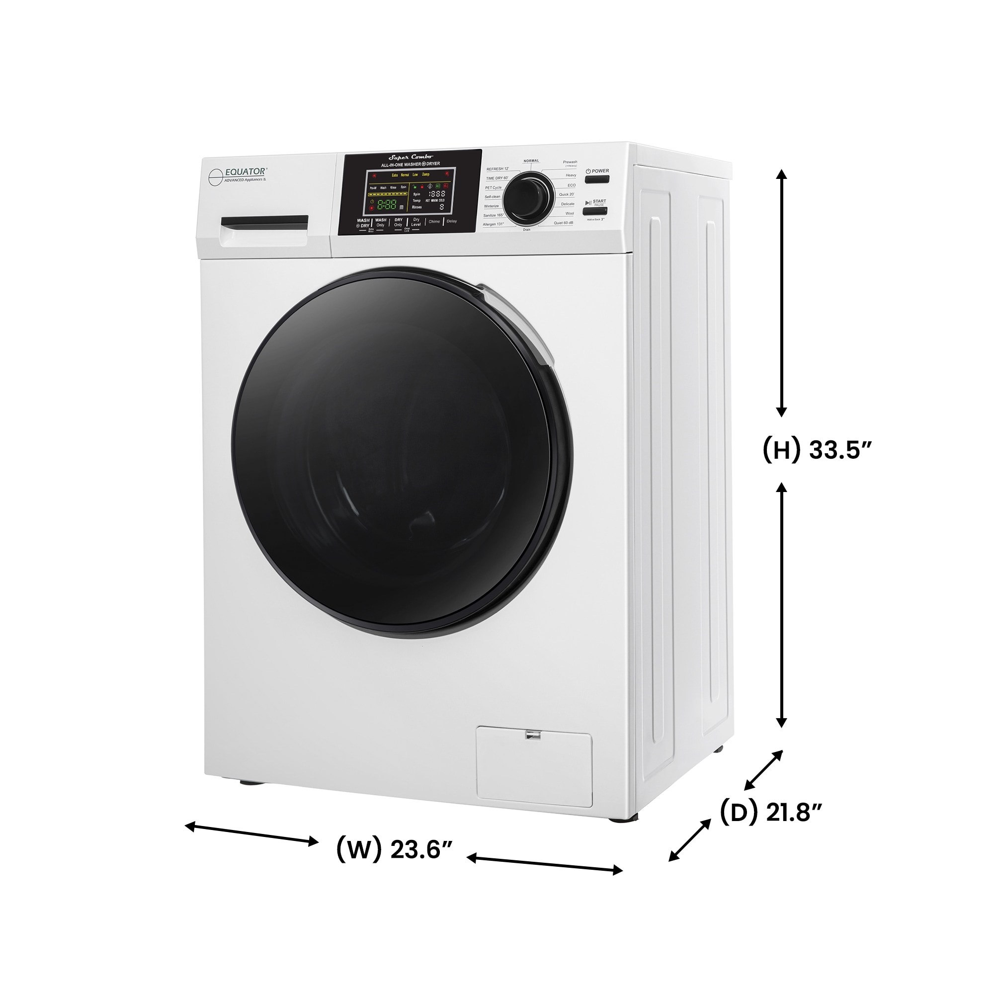 Combo Washer Dryer Todo en Uno Blanco con Capacidad de 1.6 pies cúbicos para Empotrar o Poner de Pie EZ 4700 C BLANCO