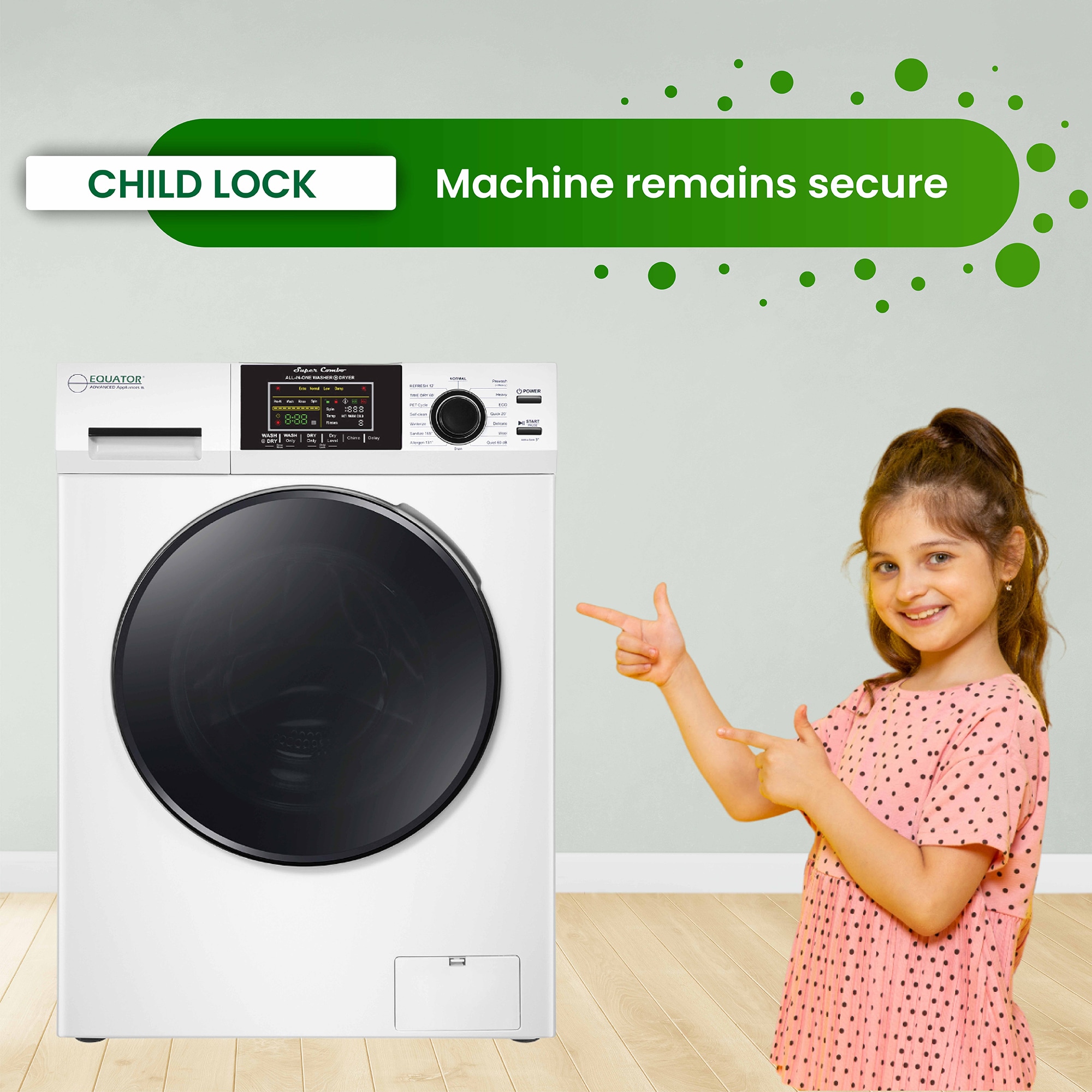 Combo Washer Dryer Todo en Uno Blanco con Capacidad de 1.6 pies cúbicos para Empotrar o Poner de Pie EZ 4700 C BLANCO
