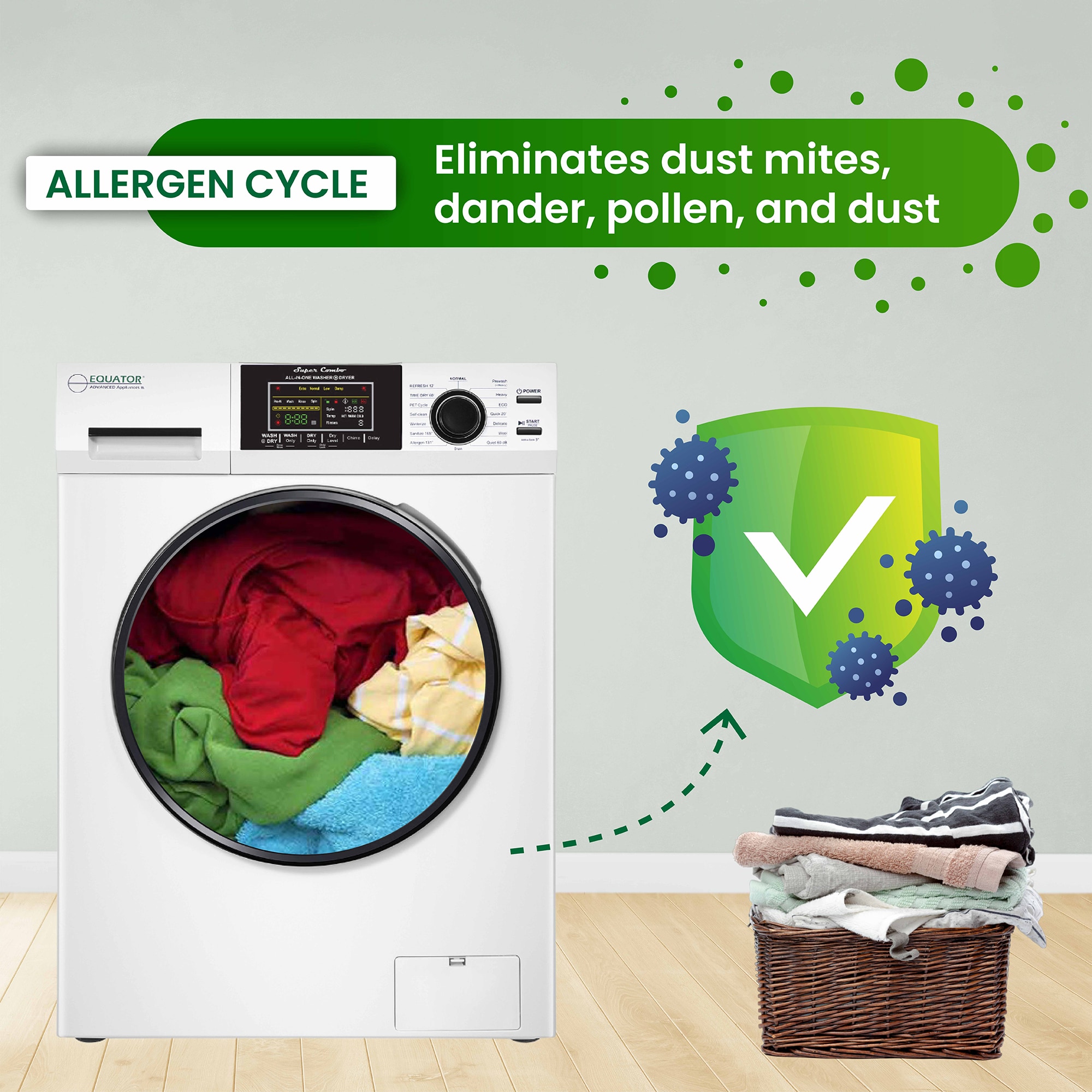 Combo Washer Dryer Todo en Uno Blanco con Capacidad de 1.6 pies cúbicos para Empotrar o Poner de Pie EZ 4700 C BLANCO