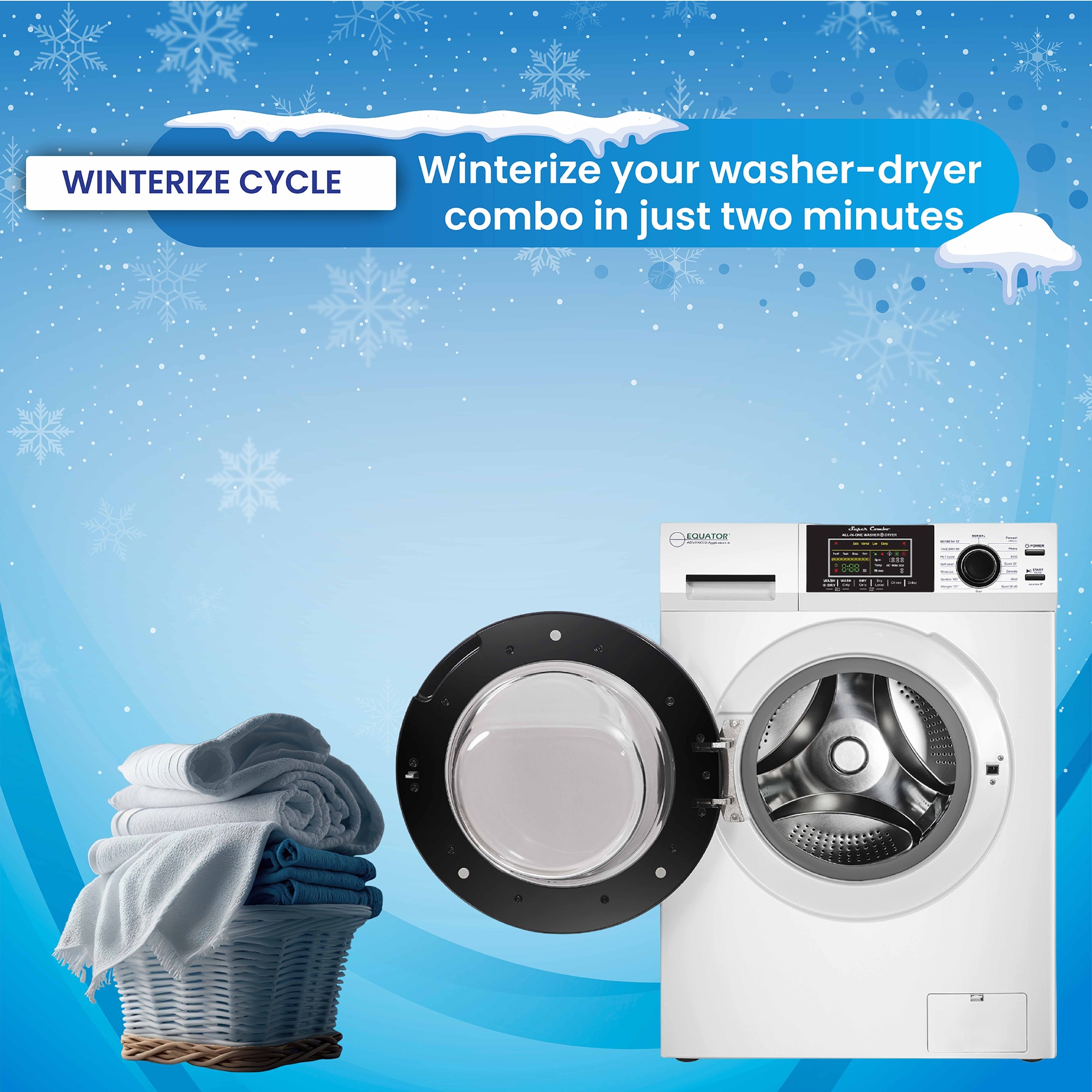 Combo Washer Dryer Todo en Uno Blanco con Capacidad de 1.6 pies cúbicos para Empotrar o Poner de Pie EZ 4700 C BLANCO