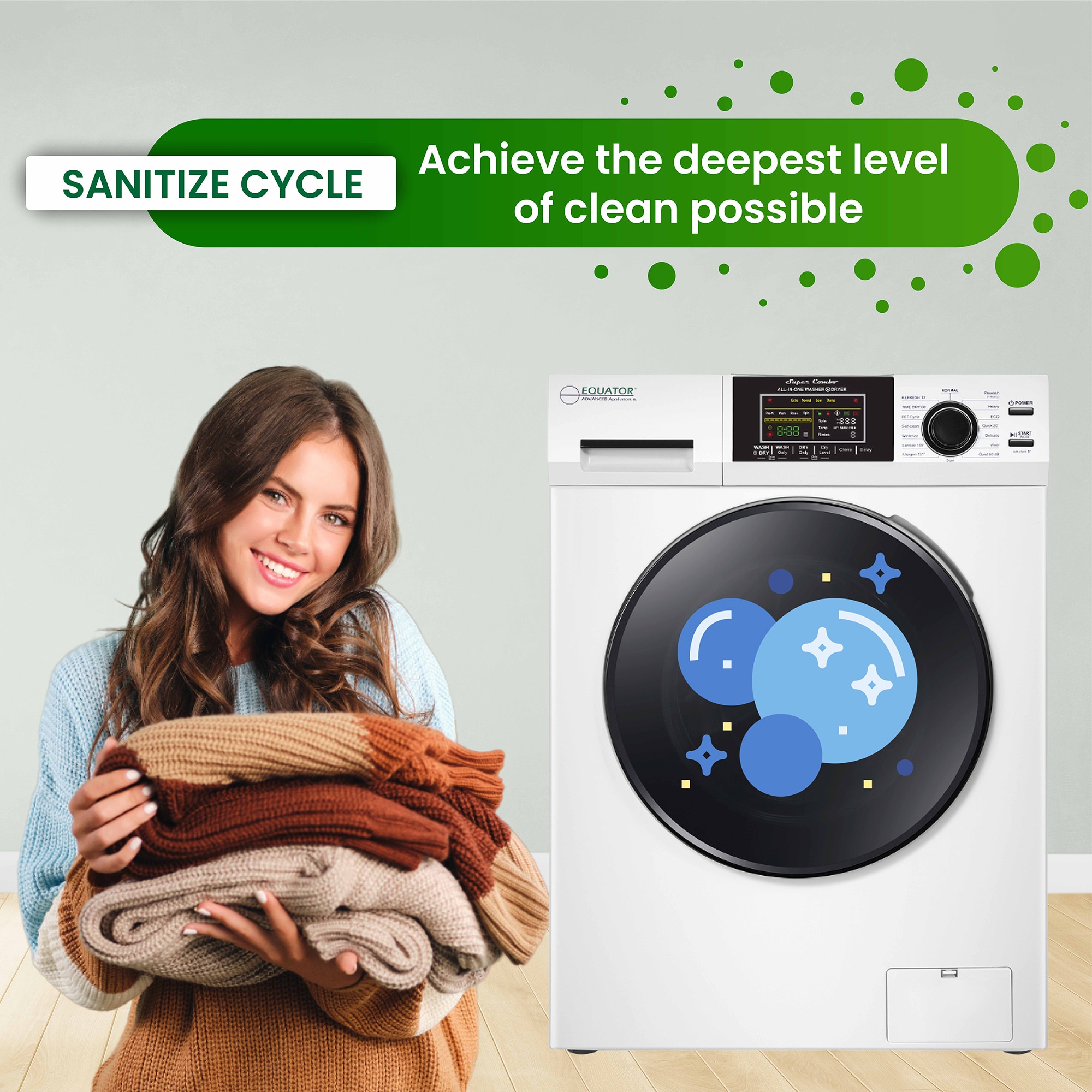 Combo Washer Dryer Todo en Uno Blanco con Capacidad de 1.6 pies cúbicos para Empotrar o Poner de Pie EZ 4700 C BLANCO