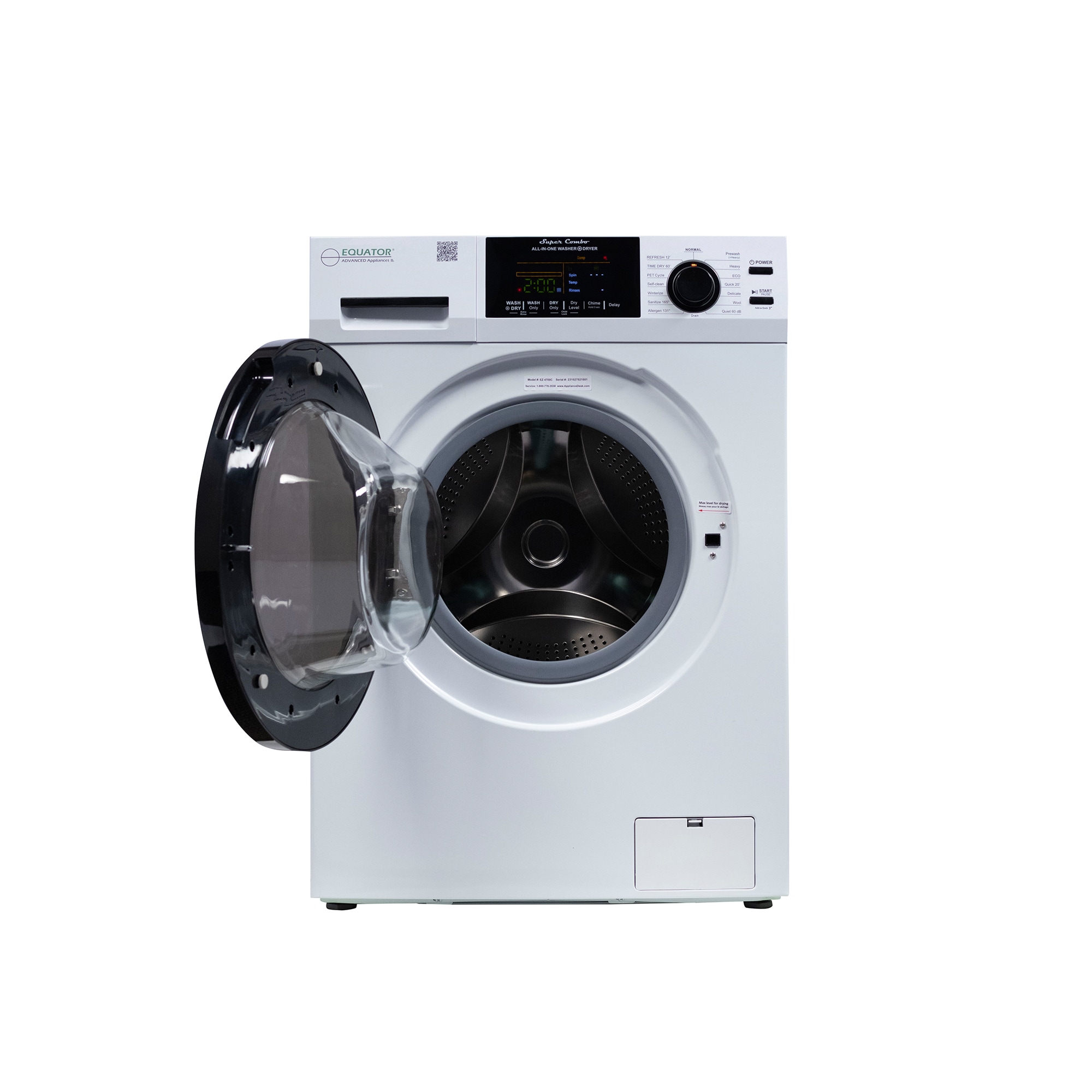Combo Washer Dryer Todo en Uno Blanco con Capacidad de 1.6 pies cúbicos para Empotrar o Poner de Pie EZ 4700 C BLANCO