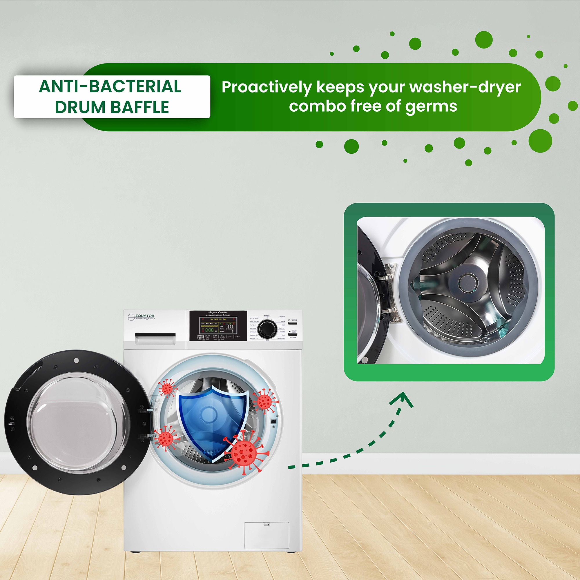 Combo Washer Dryer Todo en Uno Blanco con Capacidad de 1.6 pies cúbicos para Empotrar o Poner de Pie EZ 4700 C BLANCO