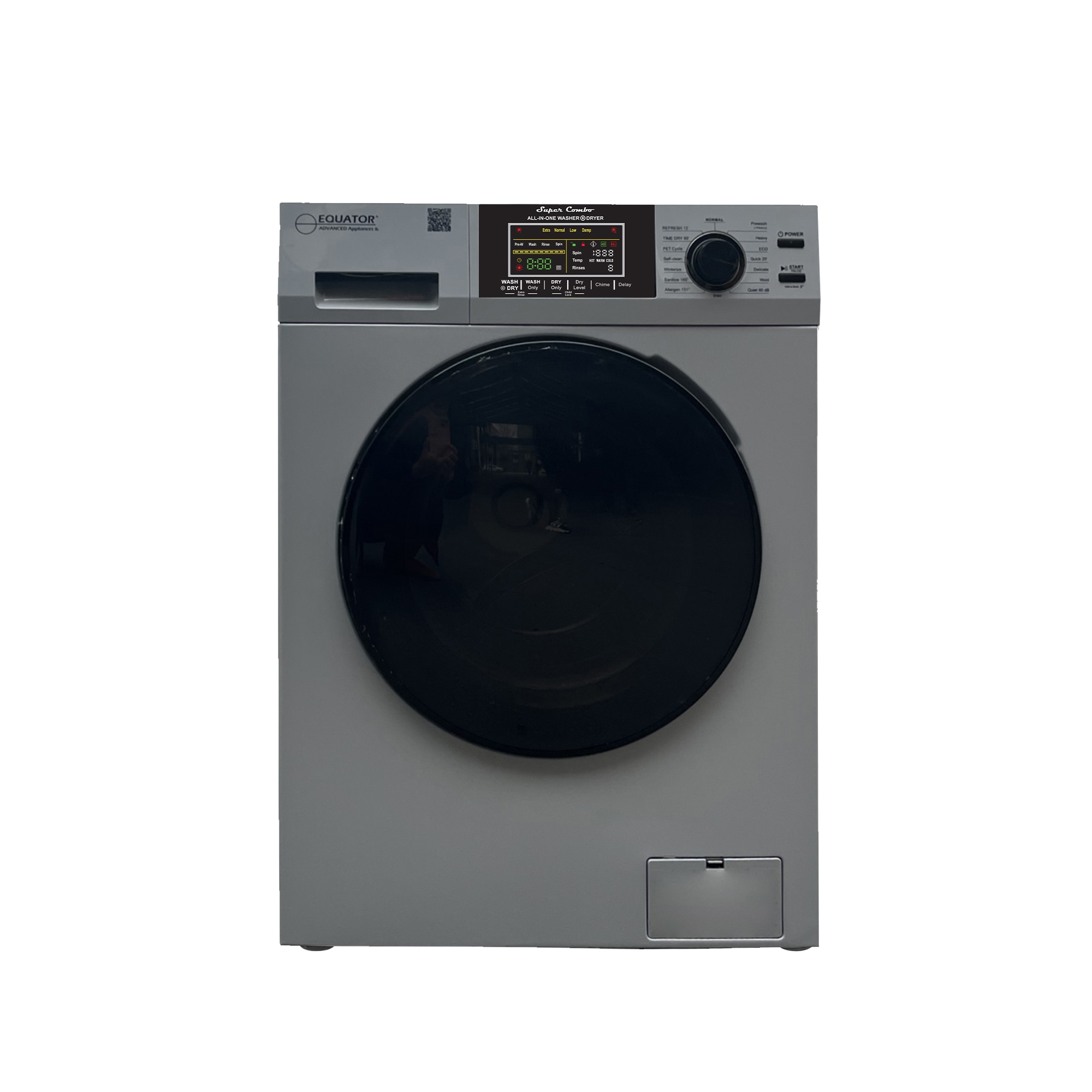 Combo Lavadora Secadora Todo en Uno sin ventilación de Plata de 1.6 pies cúbicos de Capacidad para Empotrar o de Pie EZ 4700 C PLATA
