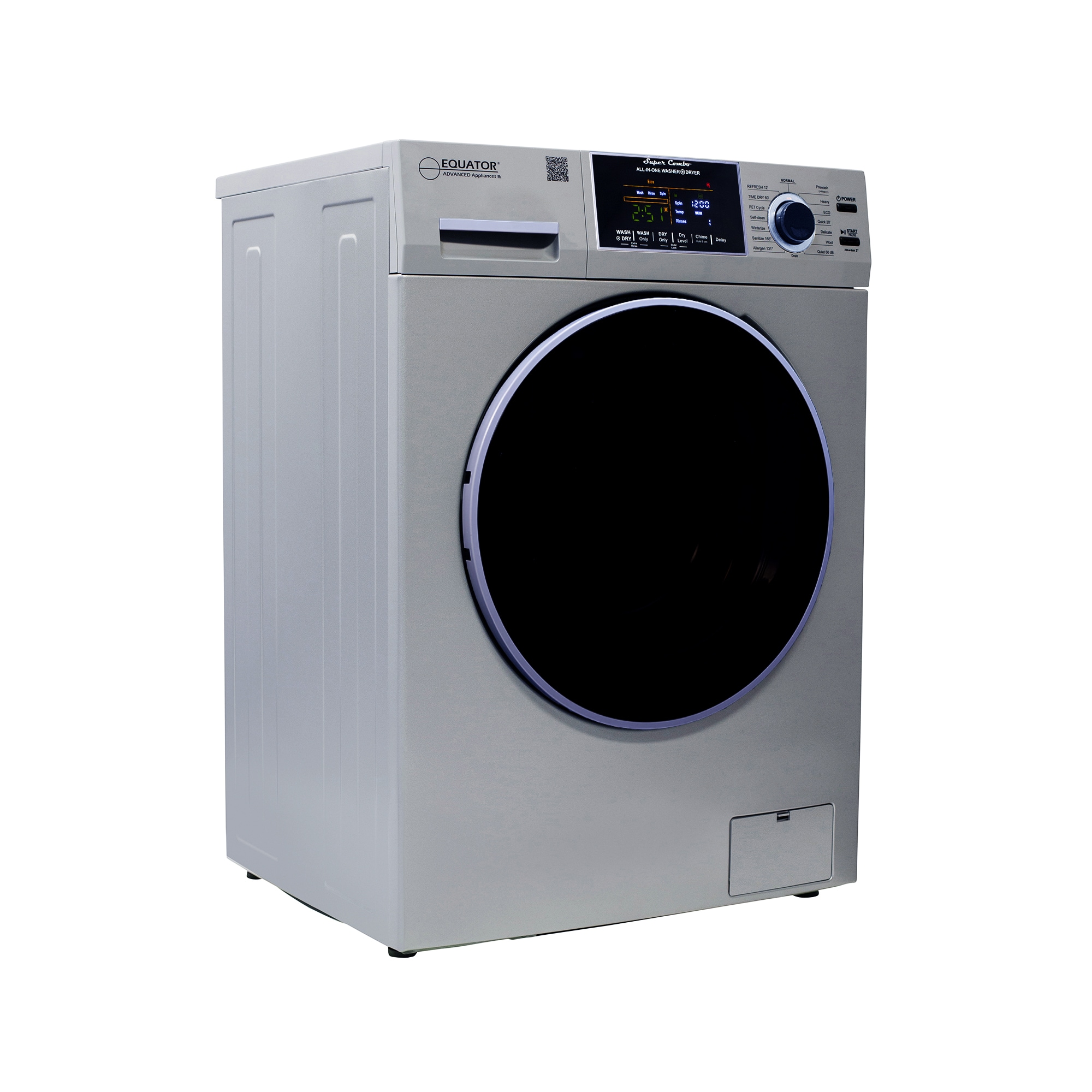 Combo Lavadora y Secadora Todo en Uno con capacidad de 1.62 pies cúbicos color plata EZ 4800 V PLATA de Equator Advanced Appliances
