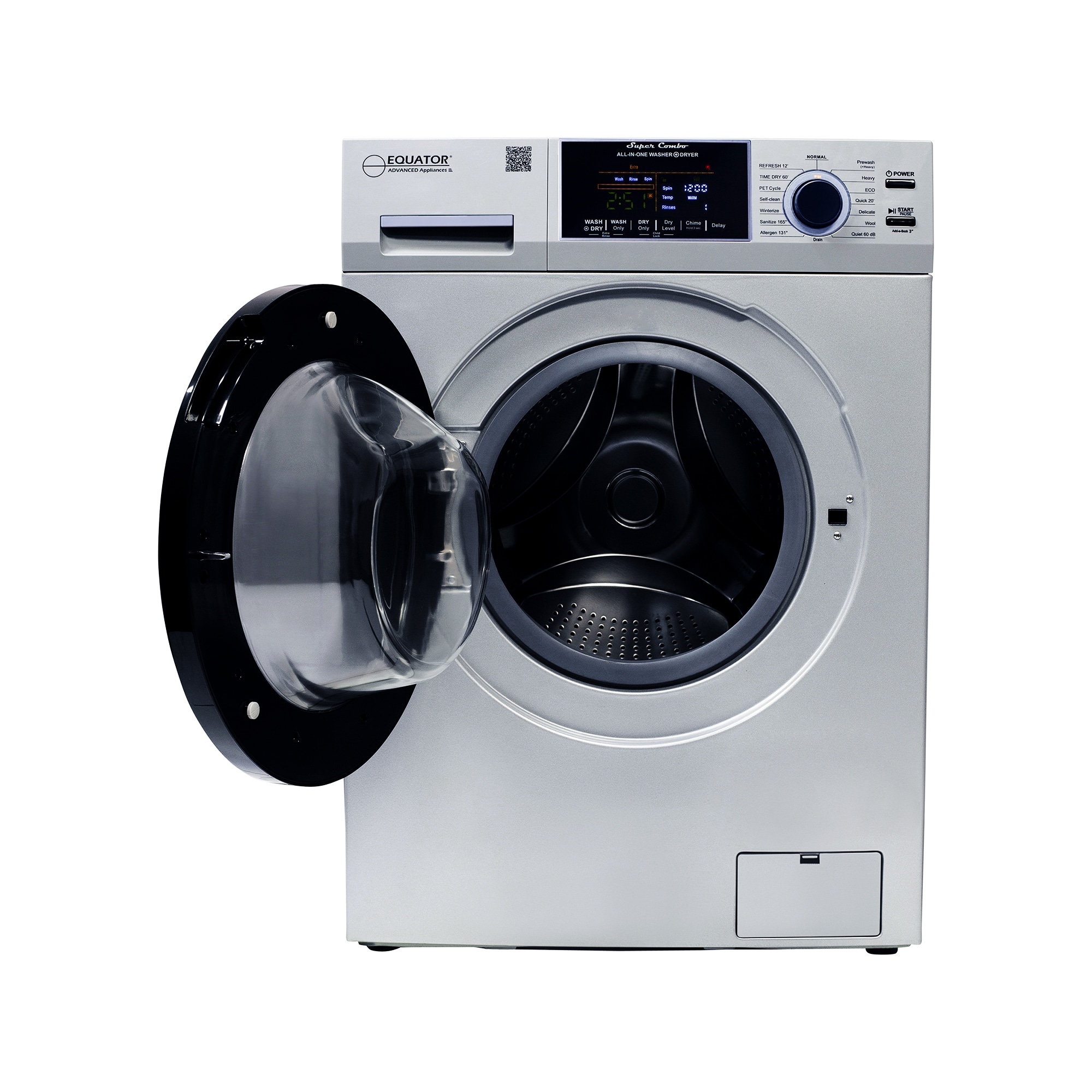 Combo Lavadora y Secadora Todo en Uno con capacidad de 1.62 pies cúbicos color plata EZ 4800 V PLATA de Equator Advanced Appliances