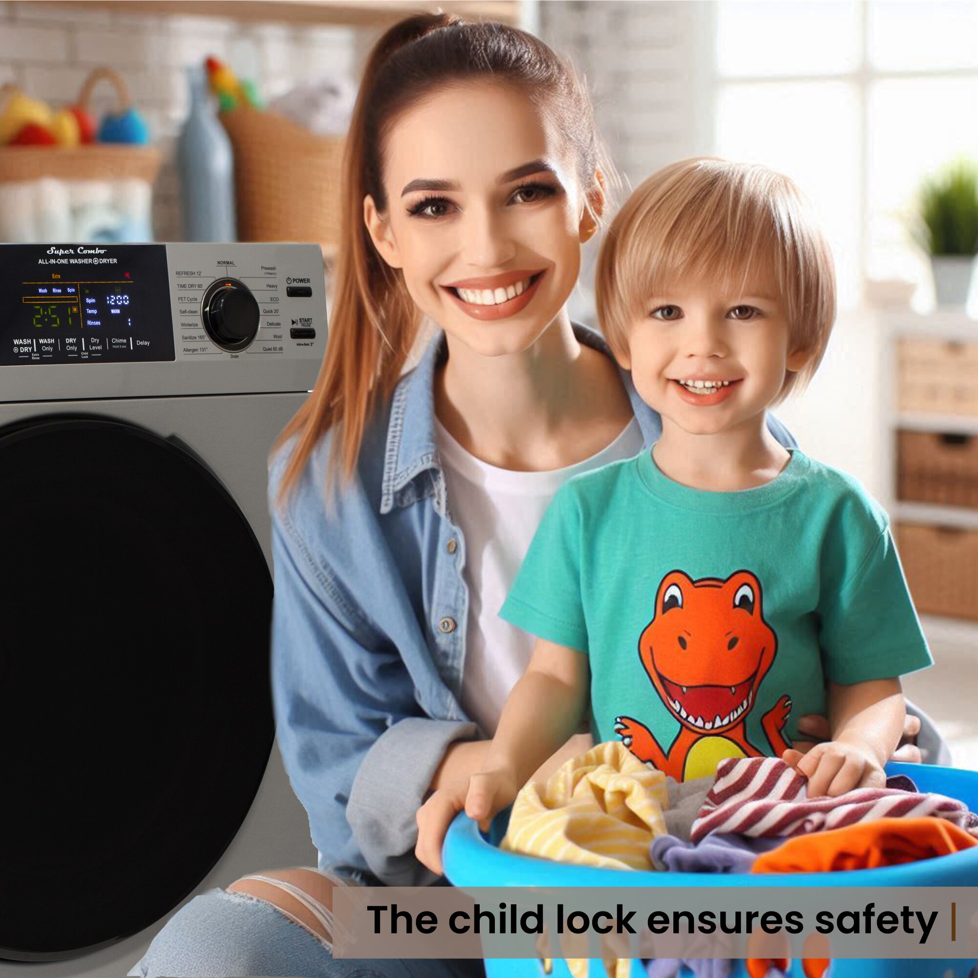 Combo Lavadora y Secadora Todo en Uno con capacidad de 1.62 pies cúbicos color plata EZ 4800 V PLATA de Equator Advanced Appliances