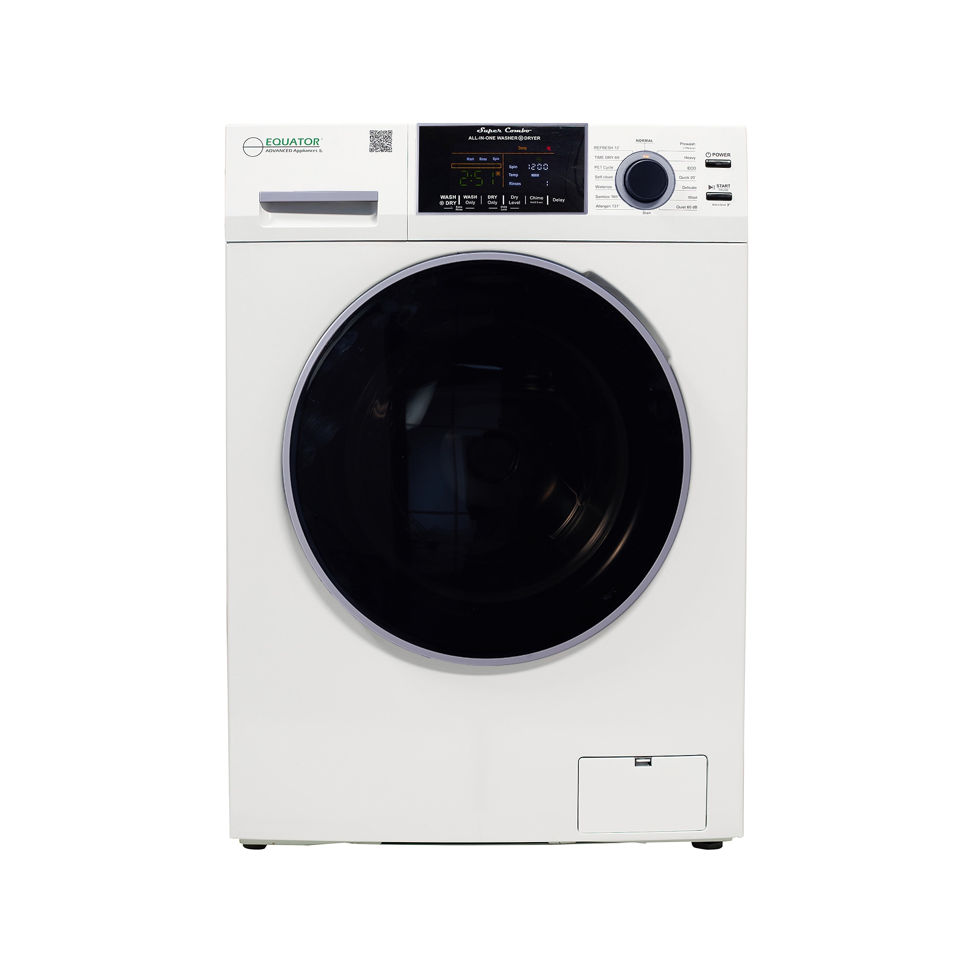 Combo de Lavadora Secadora Todo en Uno con ventilación, color blanco, de Capacidad de 1.62 pies cúbicos Modelo EZ 4800 V BLANCO de Equator Advanced Appliances