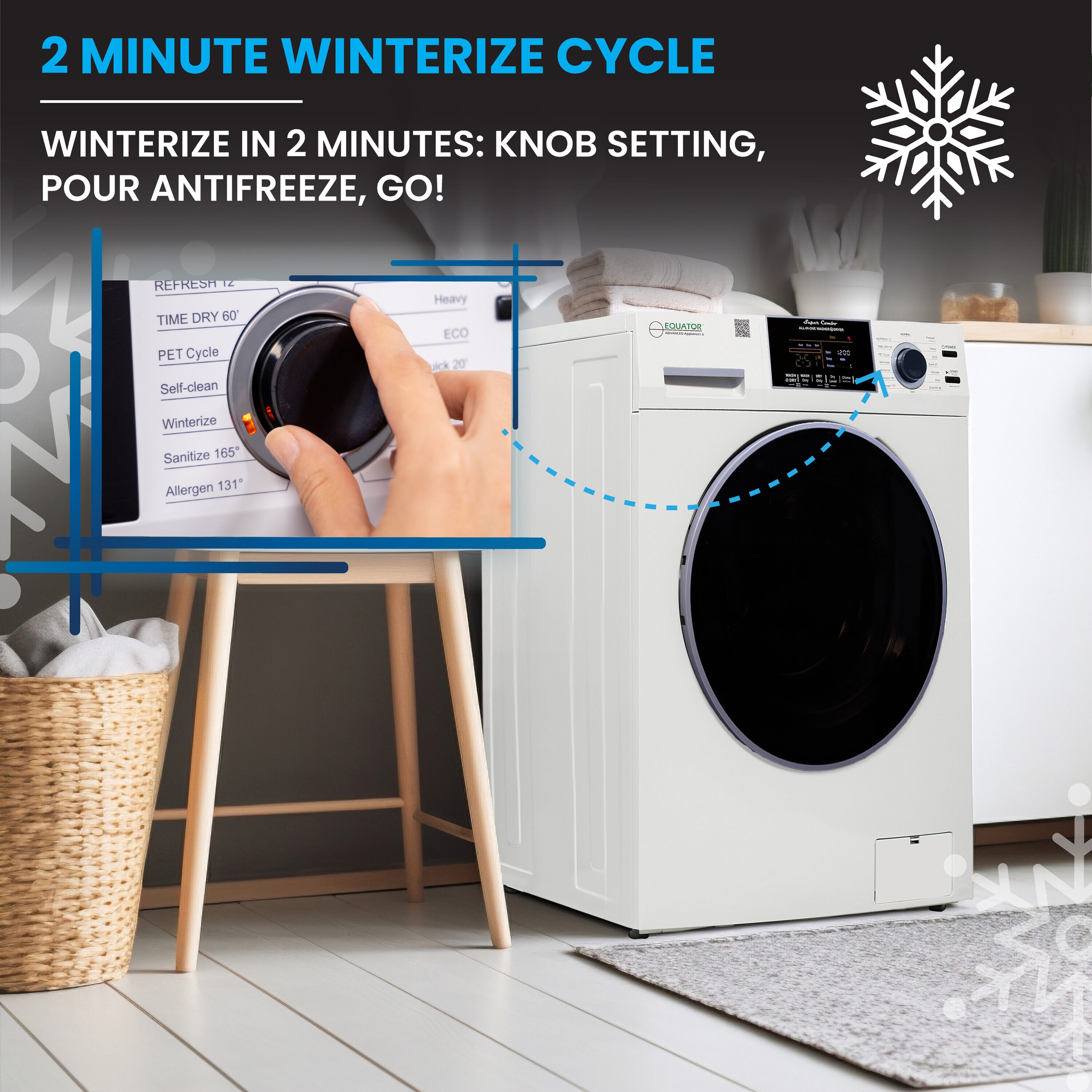 Combo de Lavadora Secadora Todo en Uno con ventilación, color blanco, de Capacidad de 1.62 pies cúbicos Modelo EZ 4800 V BLANCO de Equator Advanced Appliances