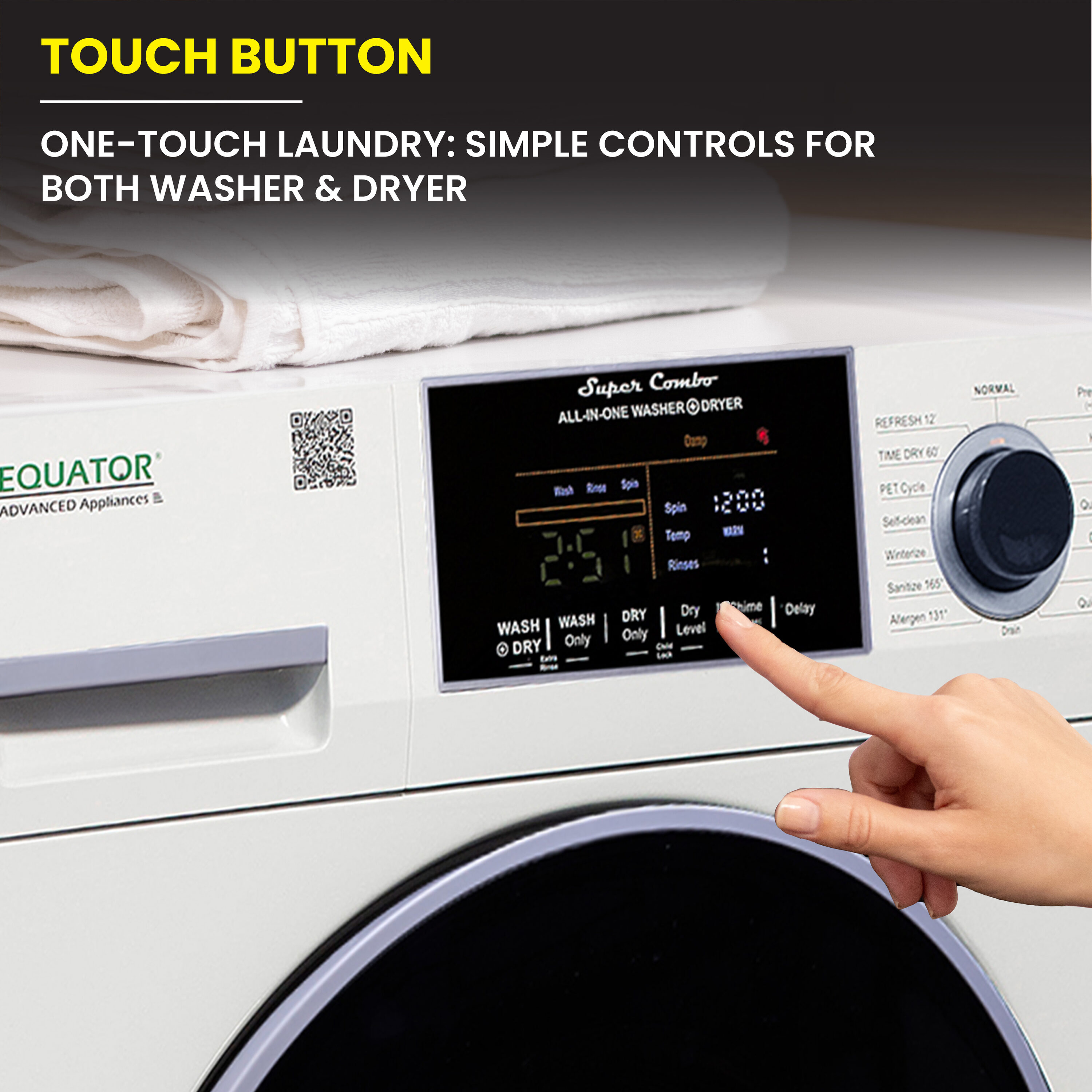 Combo de Lavadora Secadora Todo en Uno con ventilación, color blanco, de Capacidad de 1.62 pies cúbicos Modelo EZ 4800 V BLANCO de Equator Advanced Appliances