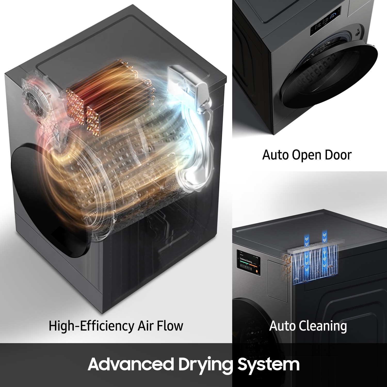 Lavadora secadora todo en uno Samsung Bespoke de 5.3 pies cúbicos de capacidad en acero oscuro sin ventilación (certificada por ENERGY STAR) WD53DBA900HZ