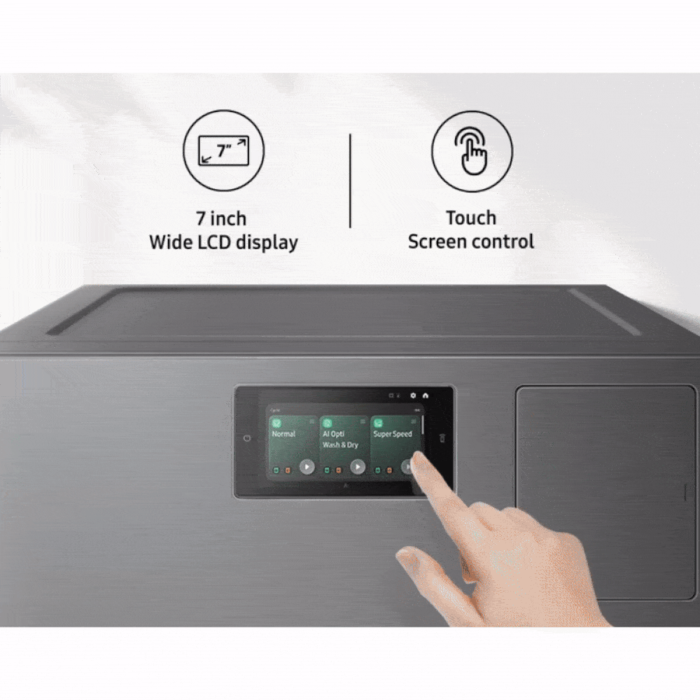 Lavadora secadora todo en uno Samsung Bespoke de 5.3 pies cúbicos de capacidad en acero oscuro sin ventilación (certificada por ENERGY STAR) WD53DBA900HZ