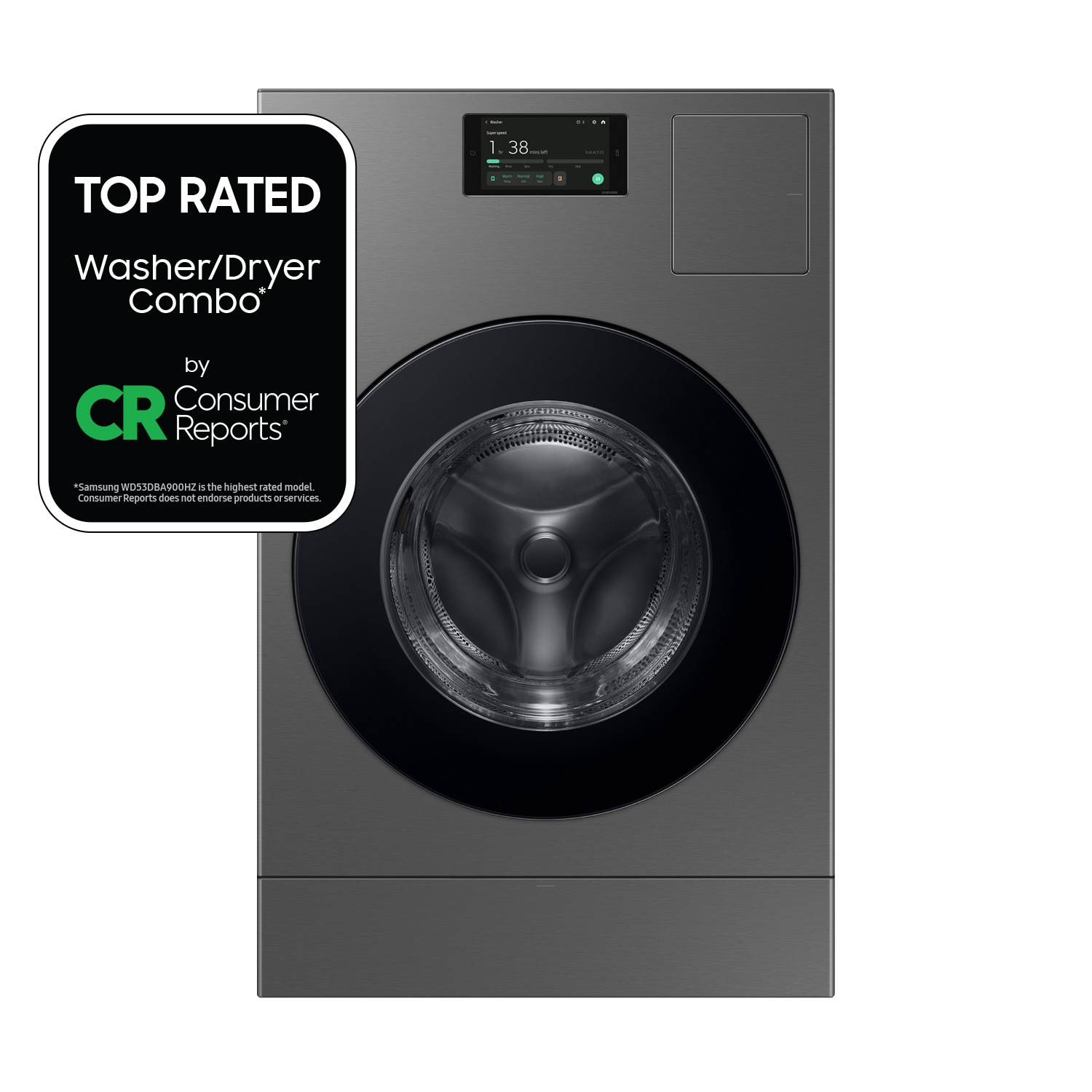 Lavadora secadora todo en uno Samsung Bespoke de 5.3 pies cúbicos de capacidad en acero oscuro sin ventilación (certificada por ENERGY STAR) WD53DBA900HZ