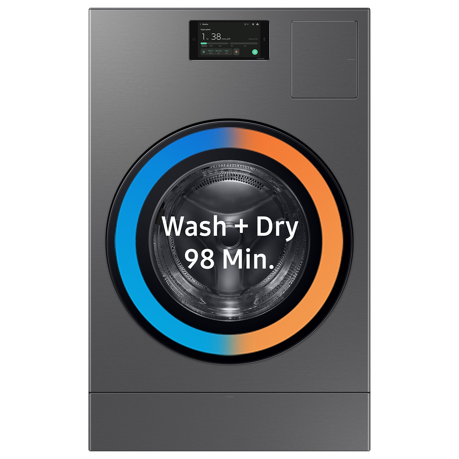 Lavadora secadora todo en uno Samsung Bespoke de 5.3 pies cúbicos de capacidad en acero oscuro sin ventilación (certificada por ENERGY STAR) WD53DBA900HZ