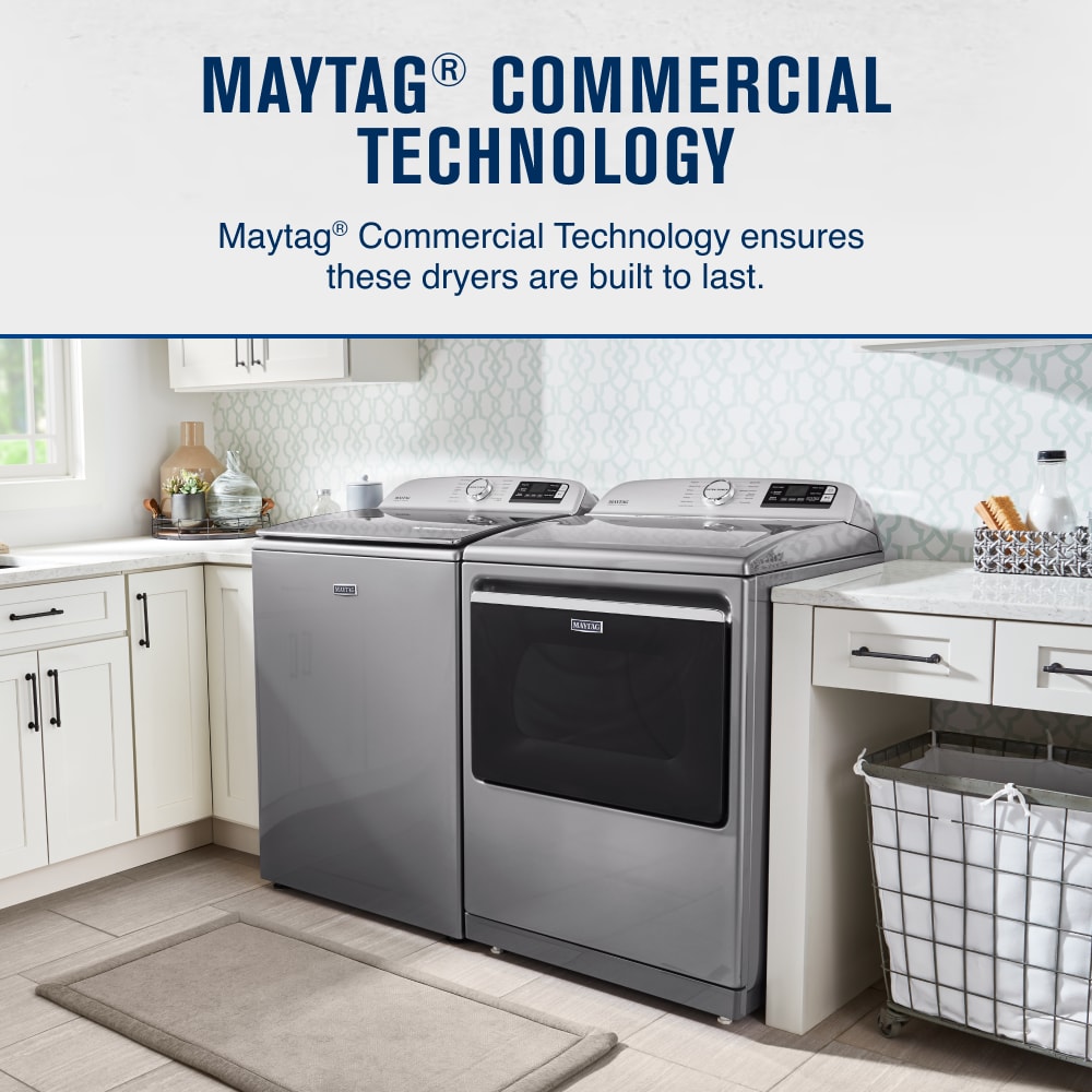 Secadora eléctrica con ciclo de vapor de 7.4 pies cúbicos capaz de conectarse a la tecnología inteligente (metálico pizarra) con certificación Energy Star MED7230HC de Maytag.