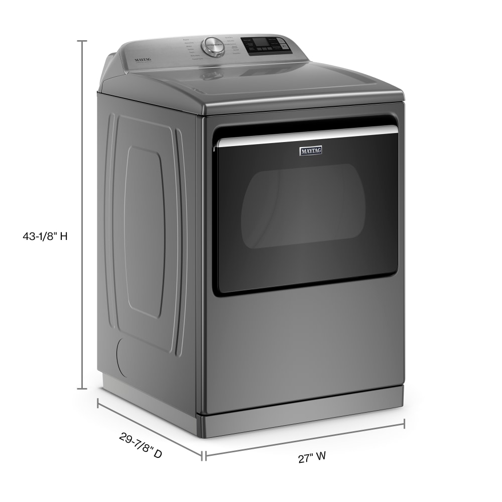 Secadora eléctrica con ciclo de vapor de 7.4 pies cúbicos capaz de conectarse a la tecnología inteligente (metálico pizarra) con certificación Energy Star MED7230HC de Maytag.