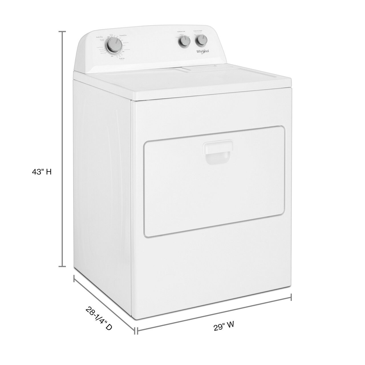 Secadora de gas ventilada de 7 pies cúbicos (blanca) Whirlpool WGD4850HW