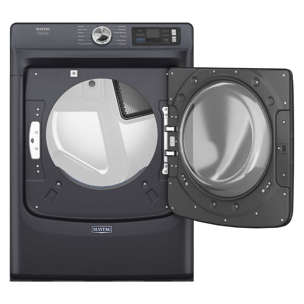 Secadora de ropa eléctrica apilable con ciclo de vapor de Maytag Pet Pro de 7.4 pies cúbicos (acero mediano) certificada Energy Star MED7020RF