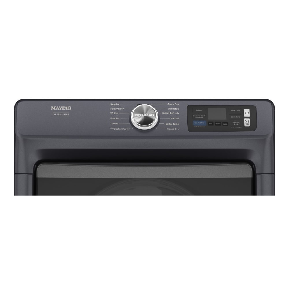 Secadora de ropa eléctrica apilable con ciclo de vapor de Maytag Pet Pro de 7.4 pies cúbicos (acero mediano) certificada Energy Star MED7020RF