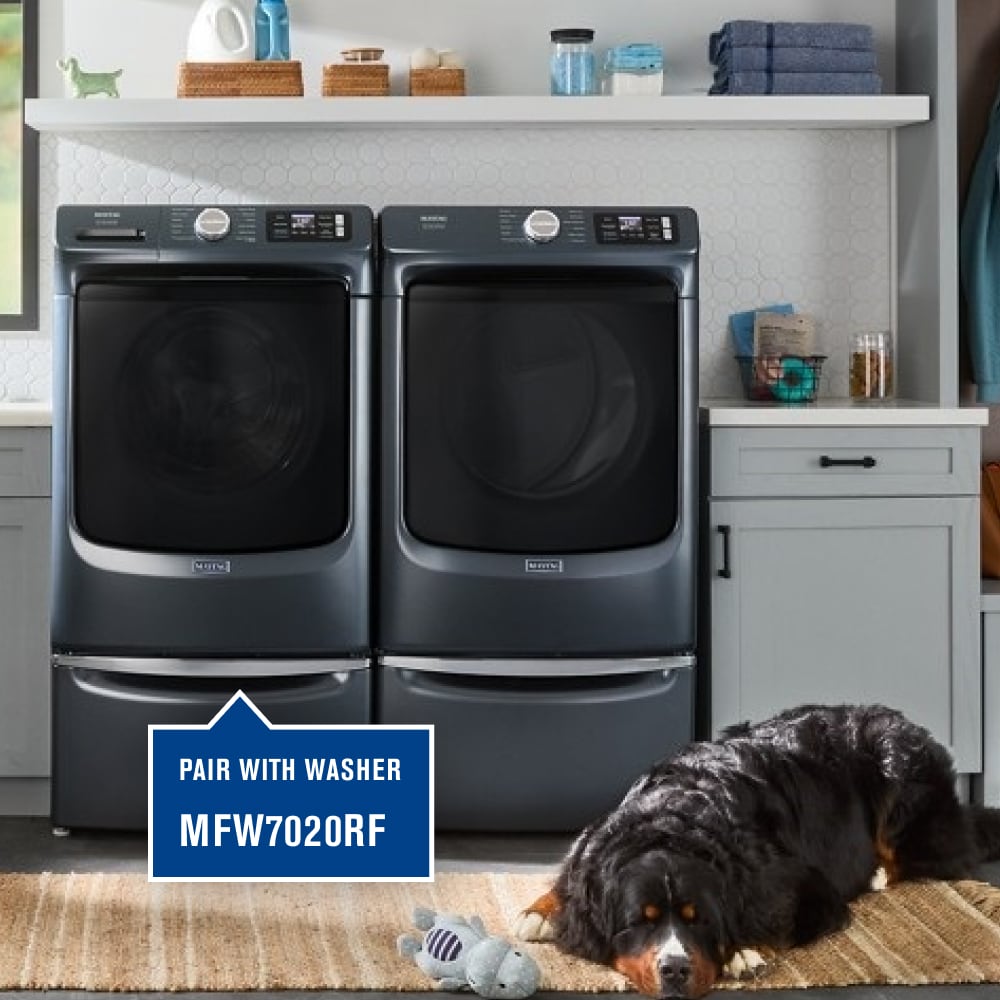 Secadora de ropa eléctrica apilable con ciclo de vapor de Maytag Pet Pro de 7.4 pies cúbicos (acero mediano) certificada Energy Star MED7020RF