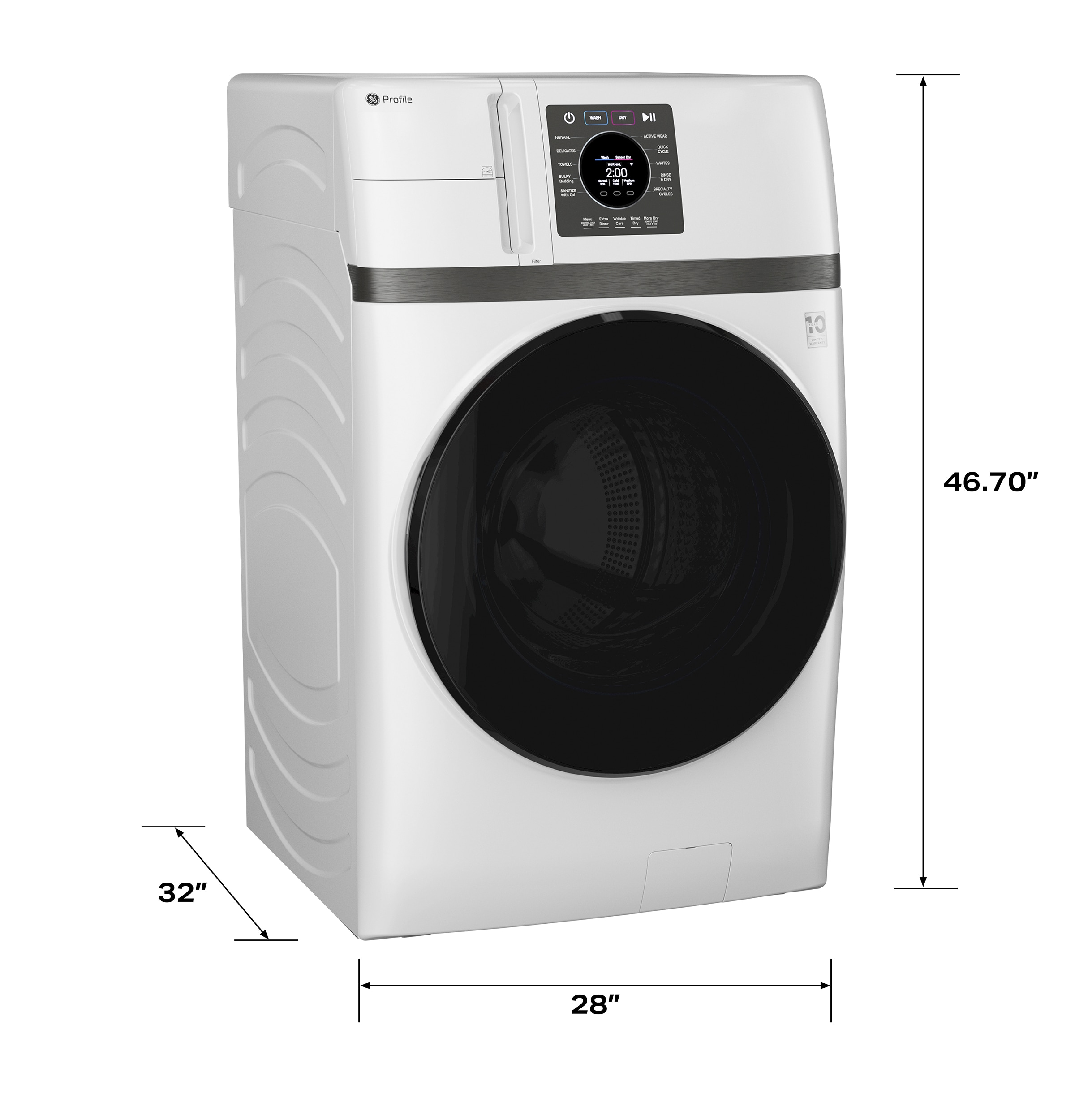 GE Profile con remoción de pelo de mascotas 4.6 pies cúbicos de capacidad Combo lavadora-secadora todo en uno sin ventilación blanco (Certificado ENERGY STAR) PFQ83HSLWWW