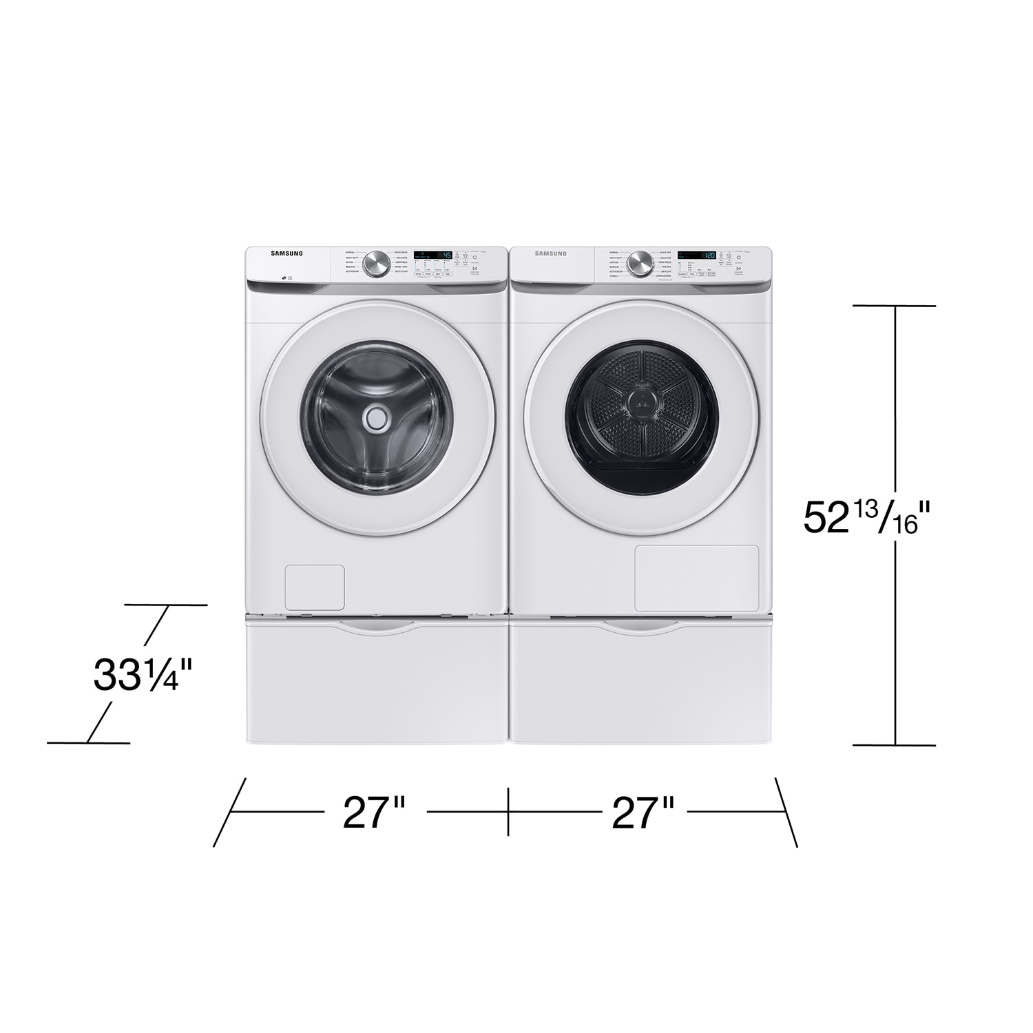 Secadora eléctrica apilable sin ventilación con bomba de calor de 7.5 pies cúbicos (blanca) certificada por Energy Star DV45DG6000HW de Samsung.