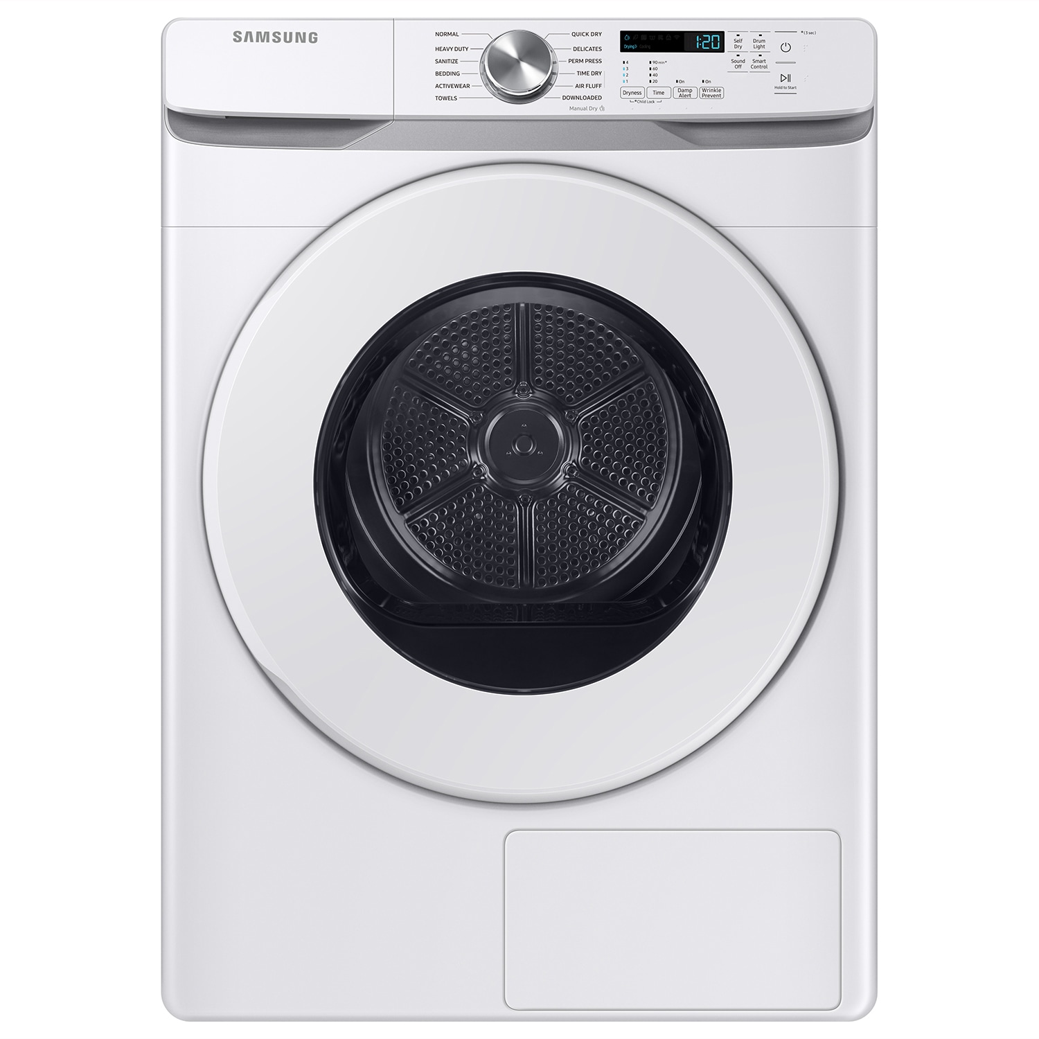 Secadora eléctrica apilable sin ventilación con bomba de calor de 7.5 pies cúbicos (blanca) certificada por Energy Star DV45DG6000HW de Samsung.