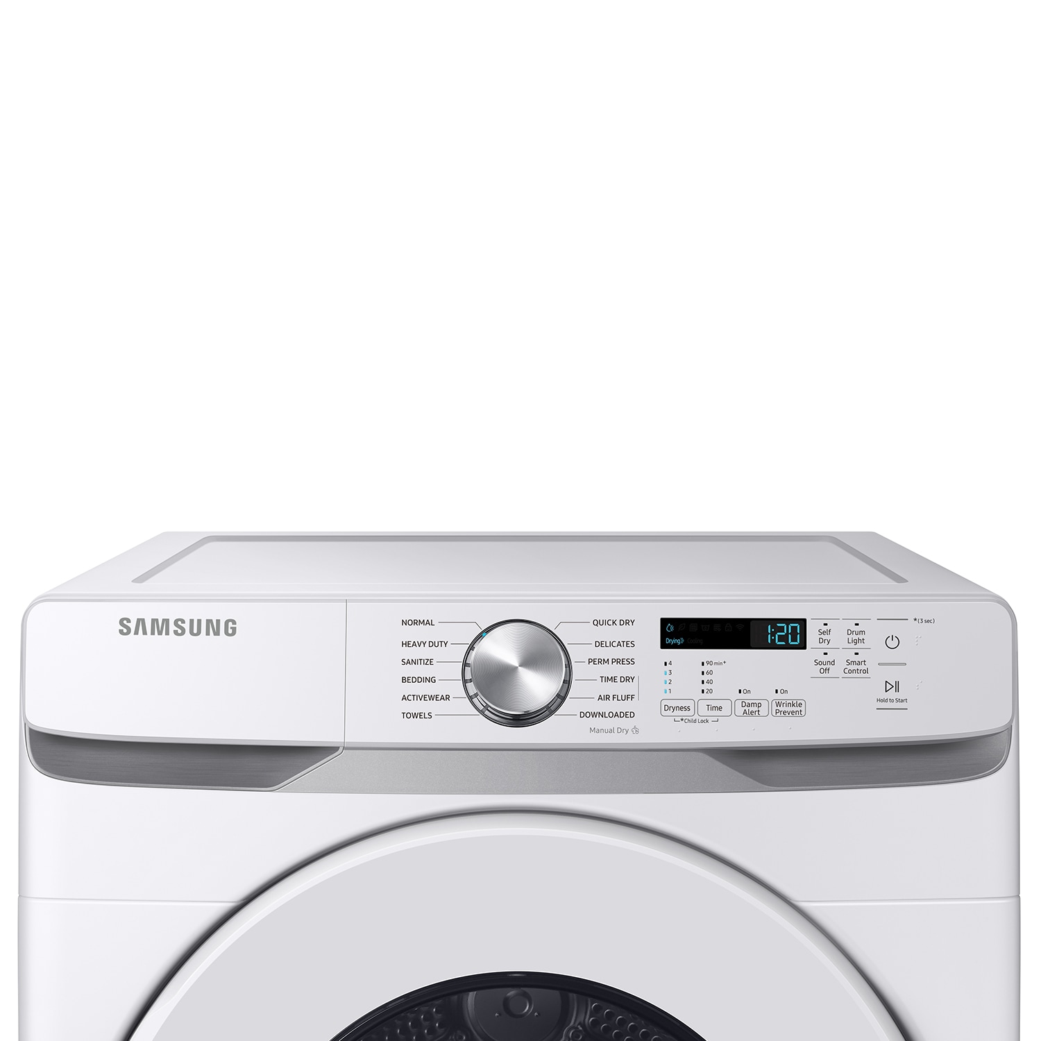 Secadora eléctrica apilable sin ventilación con bomba de calor de 7.5 pies cúbicos (blanca) certificada por Energy Star DV45DG6000HW de Samsung.