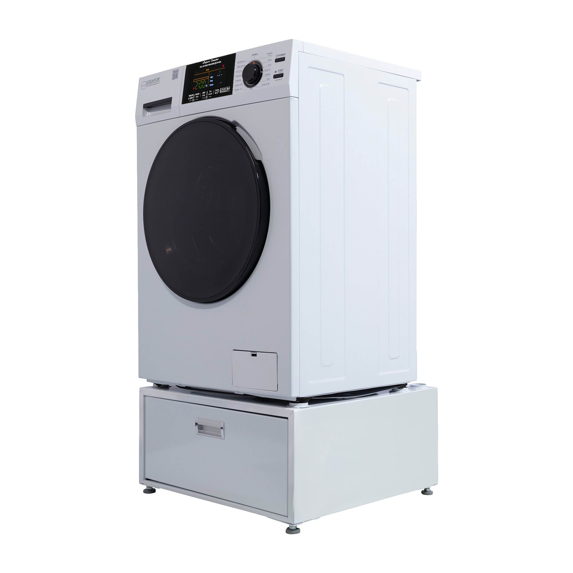 Combo de lavadora y secadora todo en uno blanco con capacidad de 1.62 pies cúbicos de Equator Advanced Appliances EZ 4600 W + PDL 4455