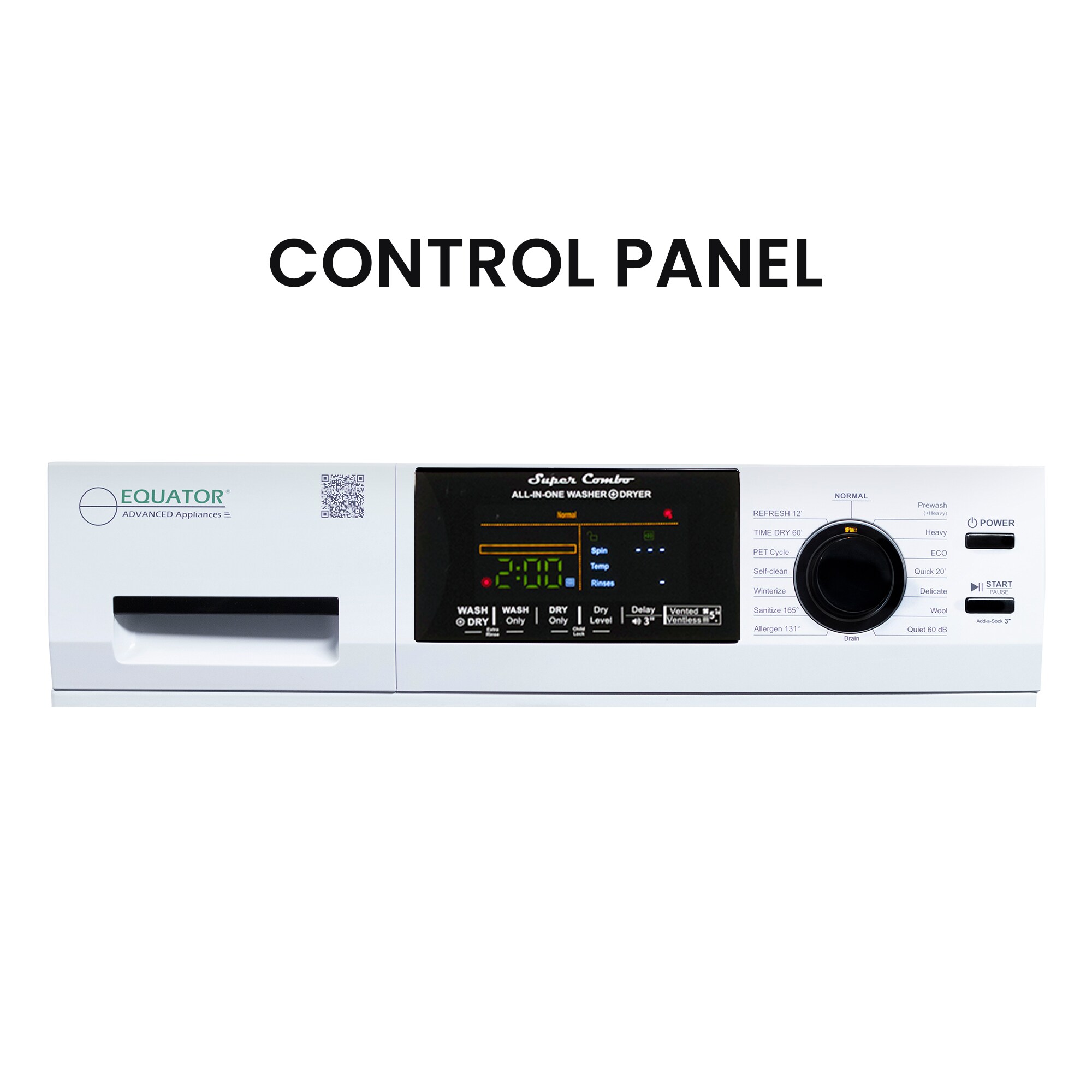 Combo de lavadora y secadora todo en uno blanco con capacidad de 1.62 pies cúbicos de Equator Advanced Appliances EZ 4600 W + PDL 4455