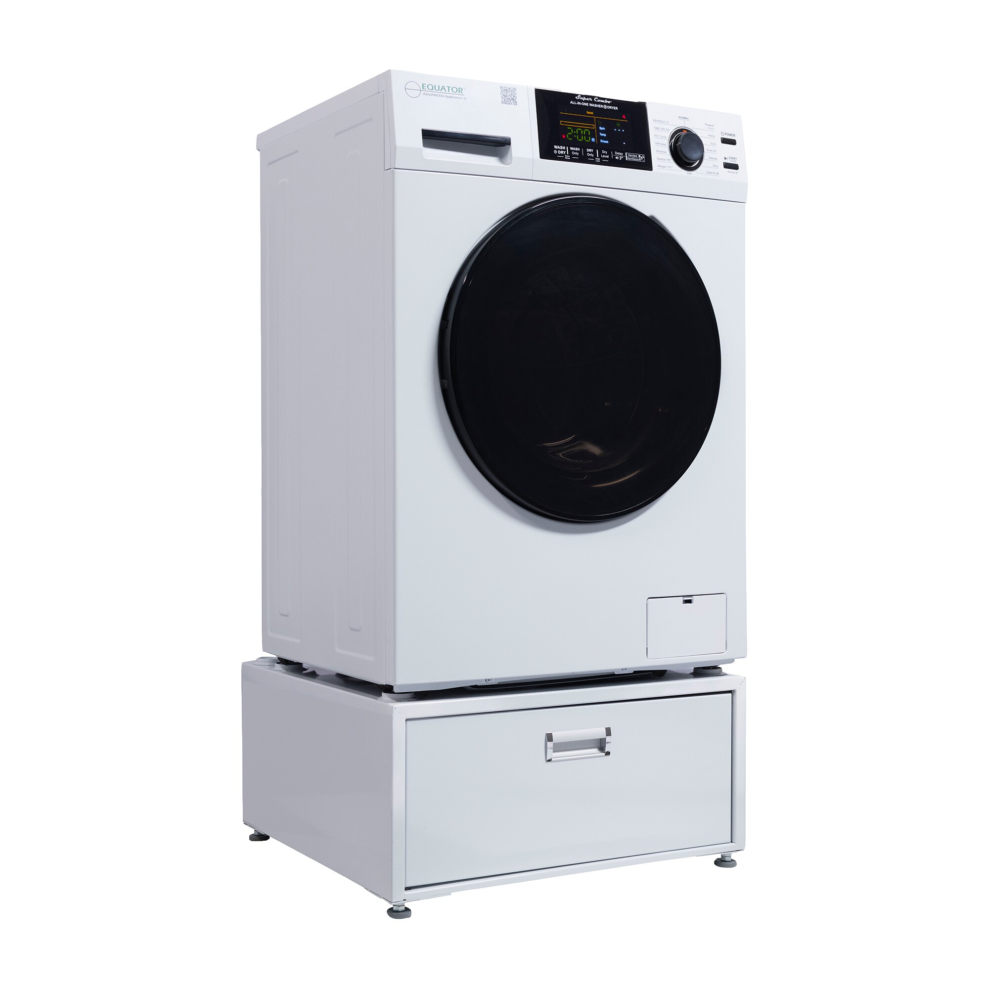 Combo de lavadora y secadora todo en uno blanco con capacidad de 1.62 pies cúbicos de Equator Advanced Appliances EZ 4600 W + PDL 4455