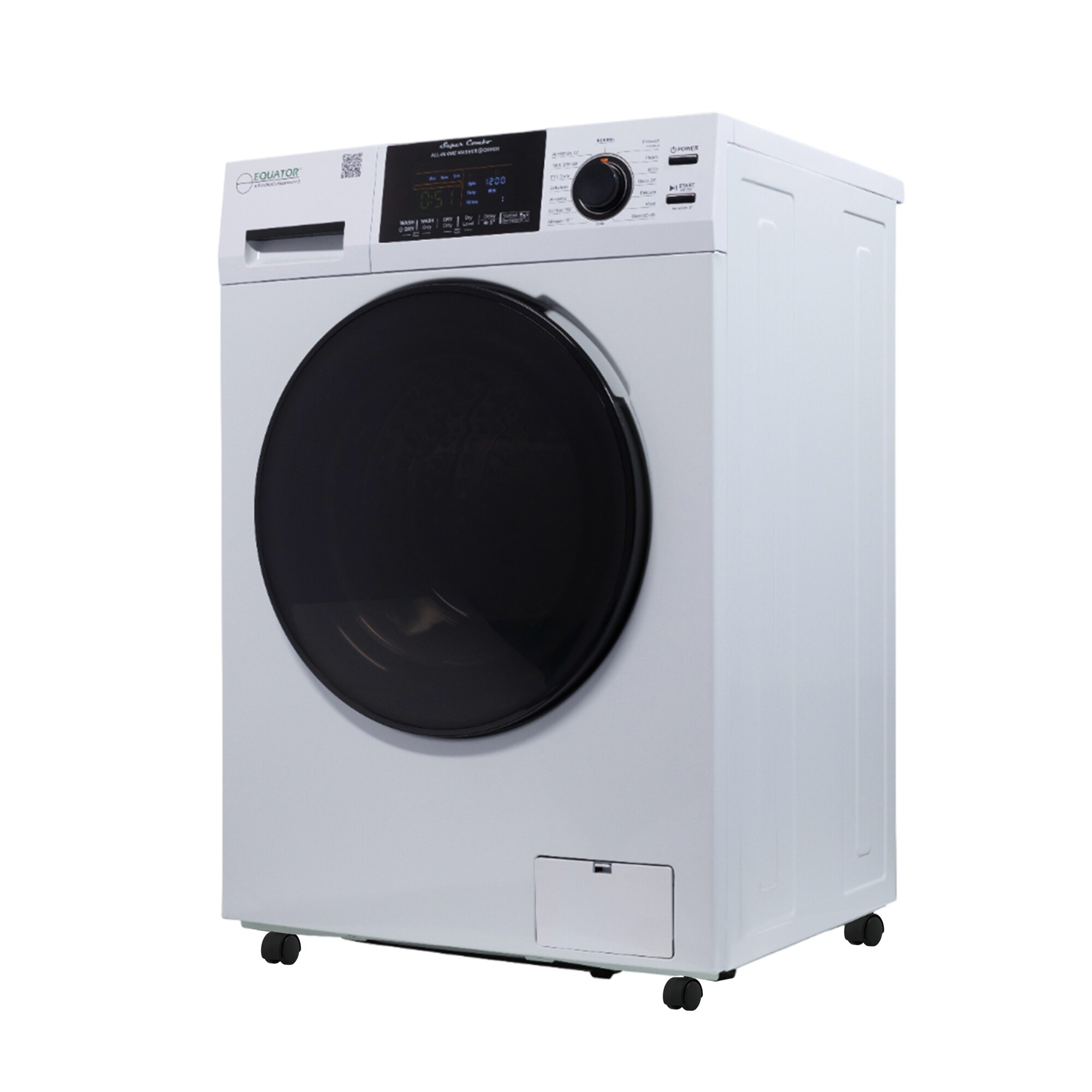 Combo de lavadora y secadora todo en uno de capacidad de 1.62 pies cúbicos, color blanco y ventilado de Equator Advanced Appliances 4600 W + PBK 1070