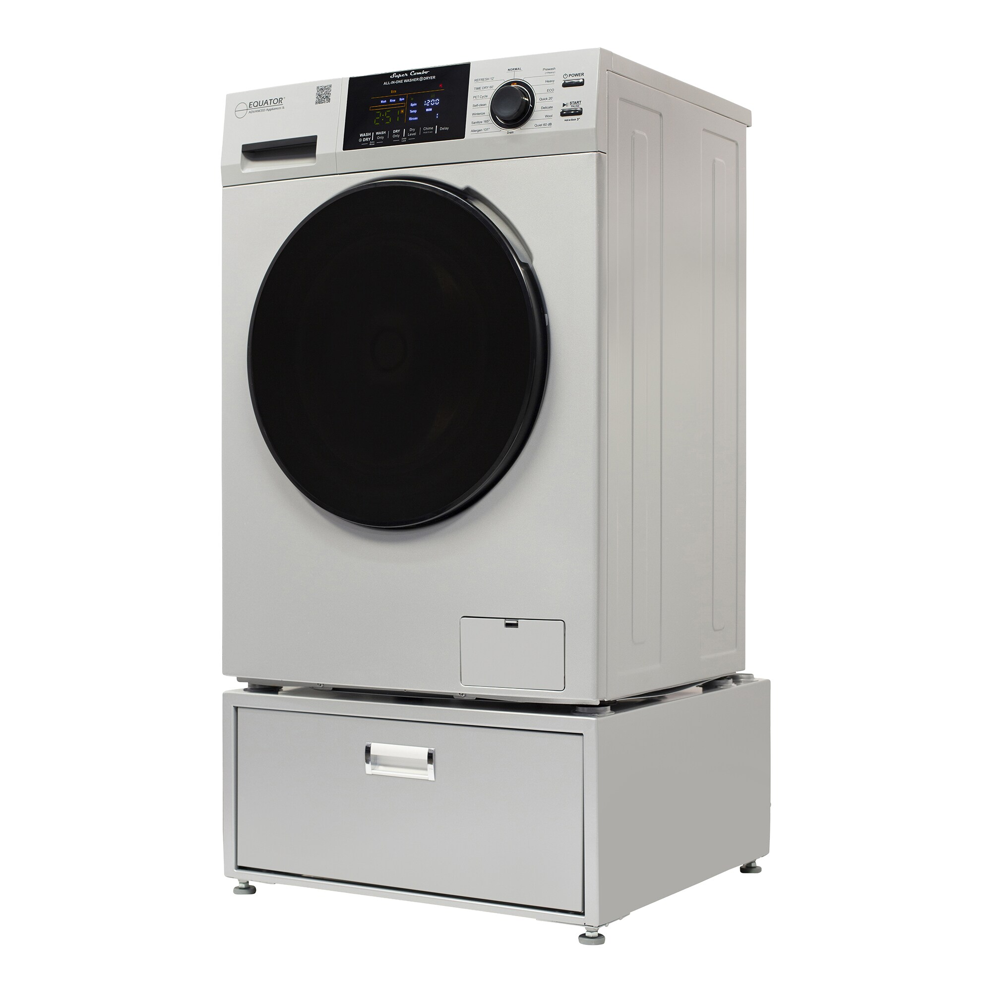 Lavadora-secadora todo en uno sin ventilación color plata Equator Advanced Appliances con capacidad de 1.62 pies cúbicos EZ 4700 S + PDL 4455.
