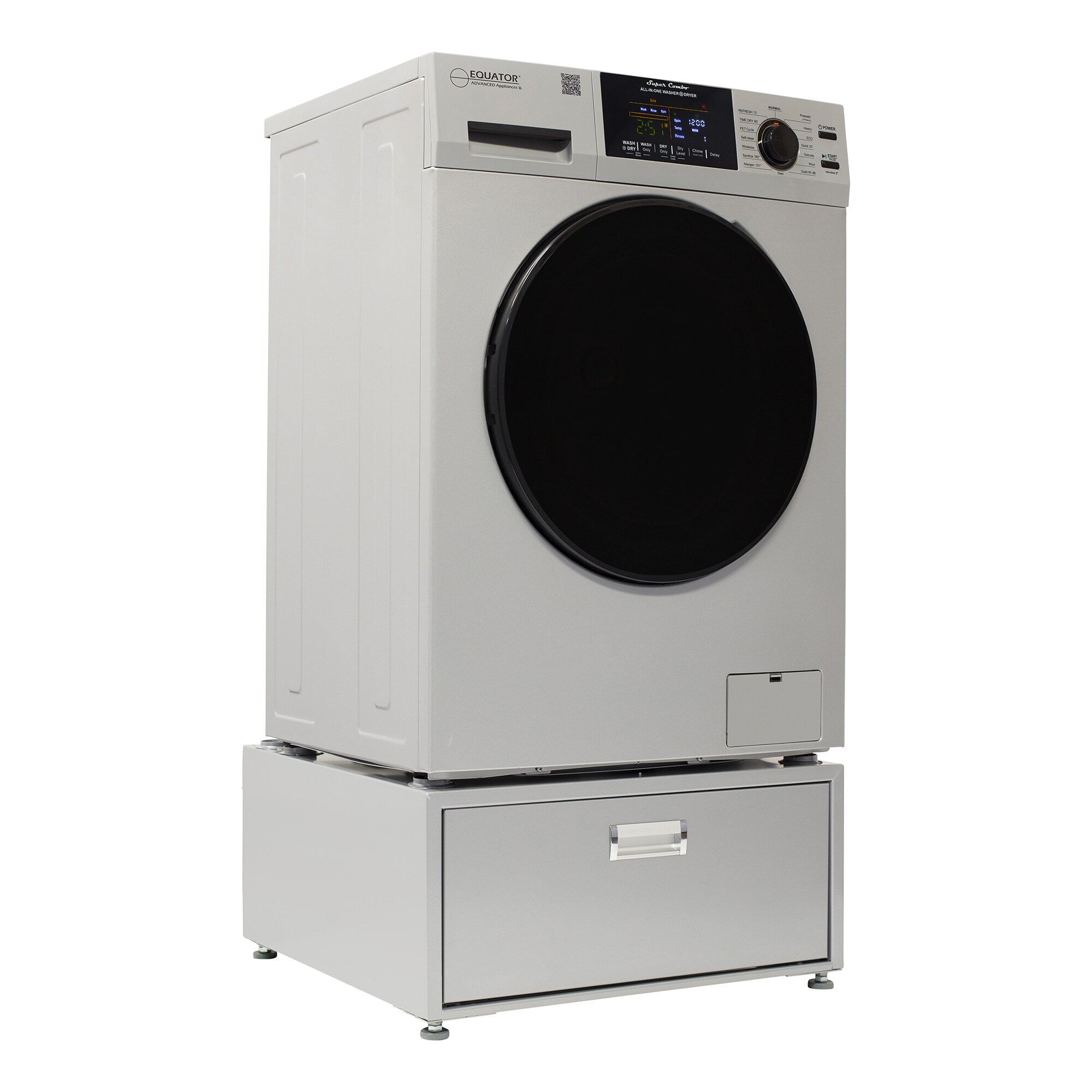 Lavadora-secadora todo en uno sin ventilación color plata Equator Advanced Appliances con capacidad de 1.62 pies cúbicos EZ 4700 S + PDL 4455.