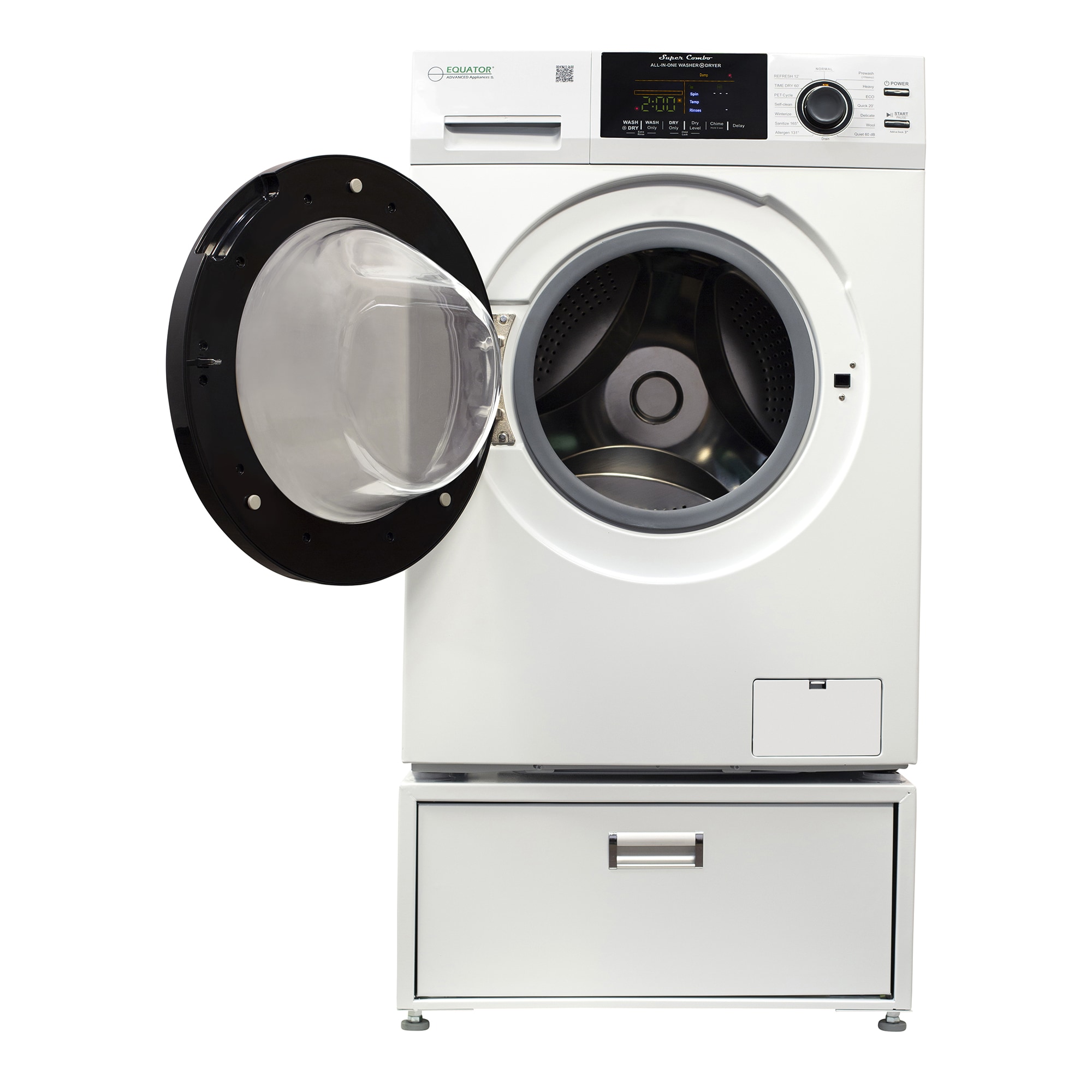 Lavadora Secadora Todo En Uno sin ventilación Blanca de Capacidad 1.62 pies cúbicos de Equator Advanced Appliances EZ 4700 W + PDL 4455