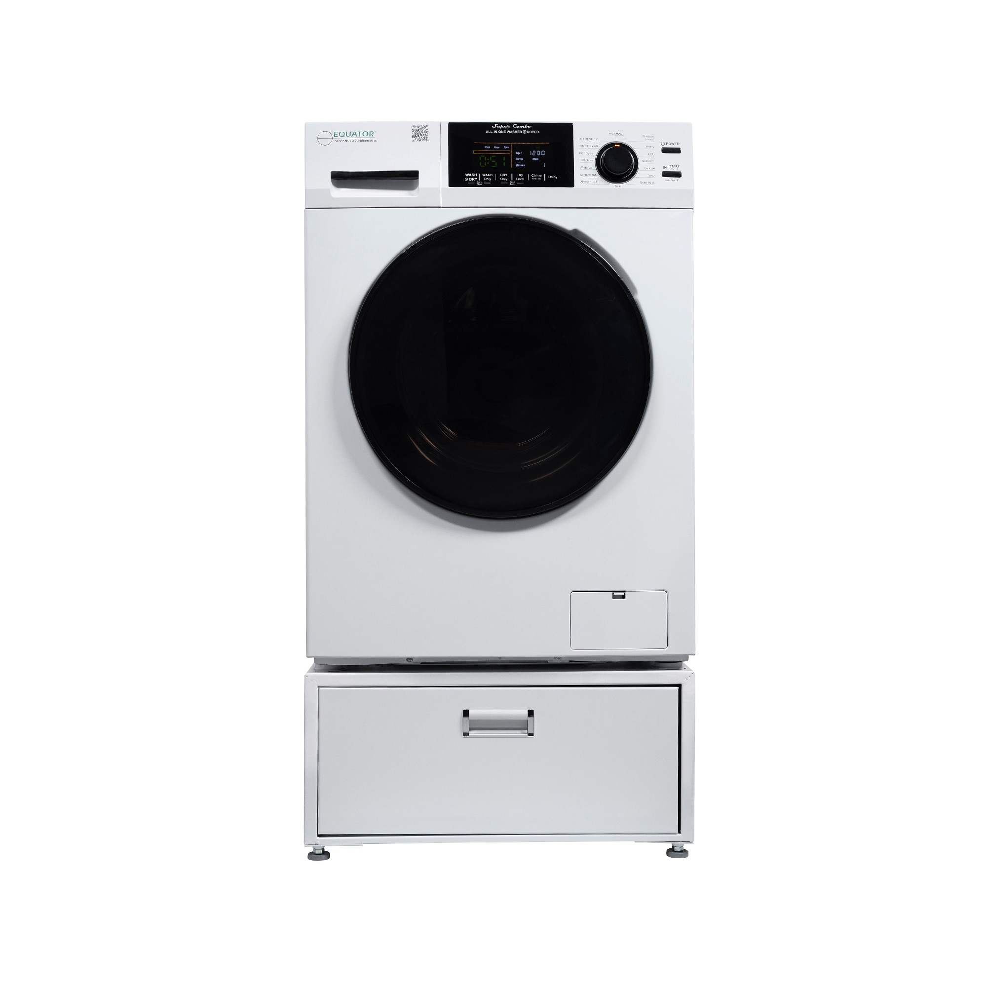 Lavadora Secadora Todo En Uno sin ventilación Blanca de Capacidad 1.62 pies cúbicos de Equator Advanced Appliances EZ 4700 W + PDL 4455