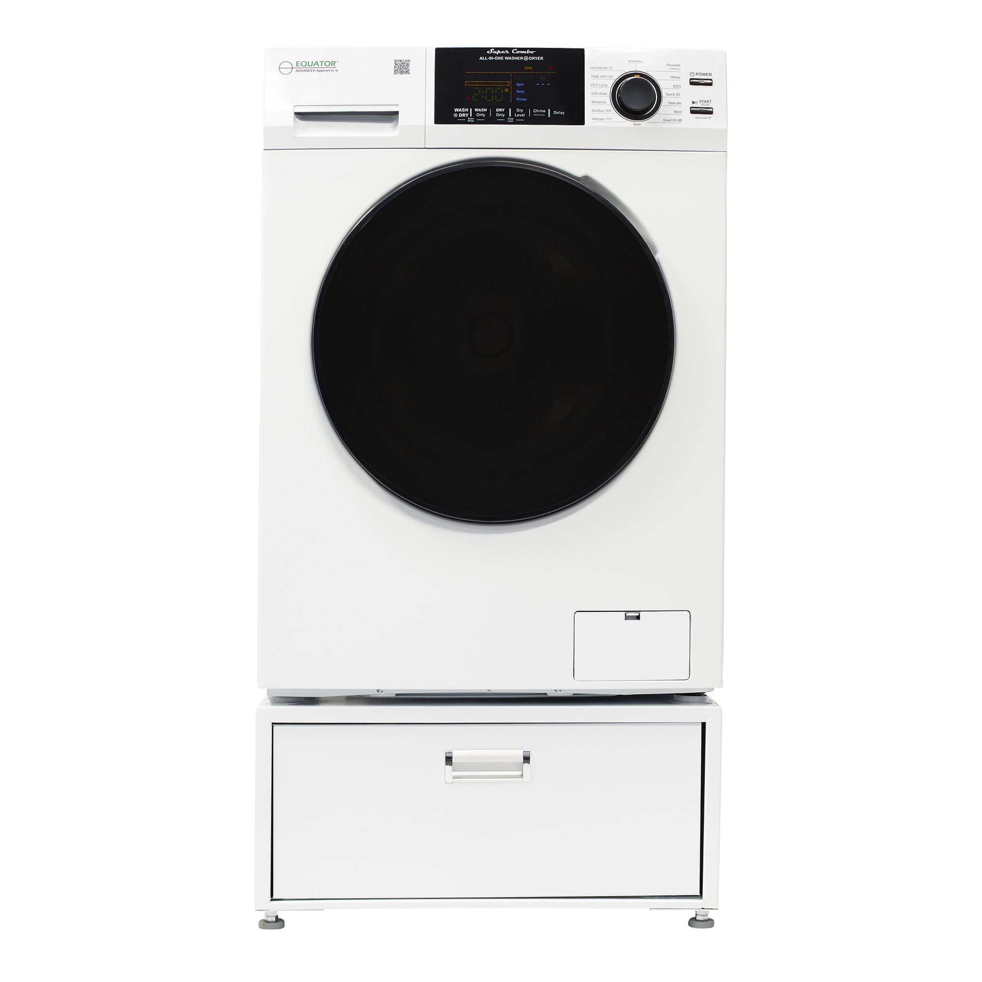 Combo Lavadora Secadora Todo en Uno Blanco con Ventilación de 1.62 pies cúbicos de Capacidad de Equator Advanced Appliances EZ 4800 W + PDL 4455