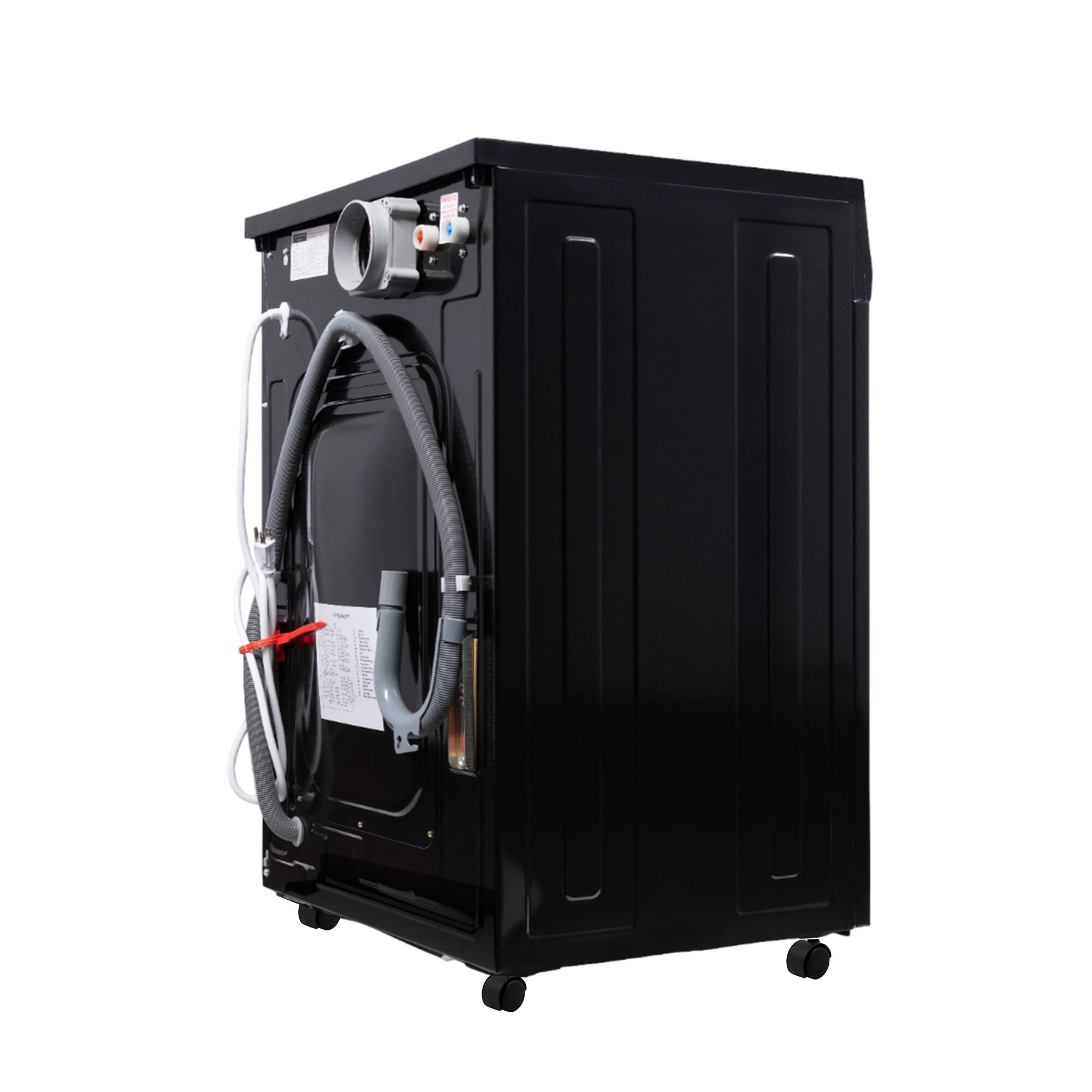 Combo de lavadora secadora todo en uno de capacidad de 1.62 pies cúbicos en color negro con ventilación Equator Advanced Appliances 4600 B + PBK 1070