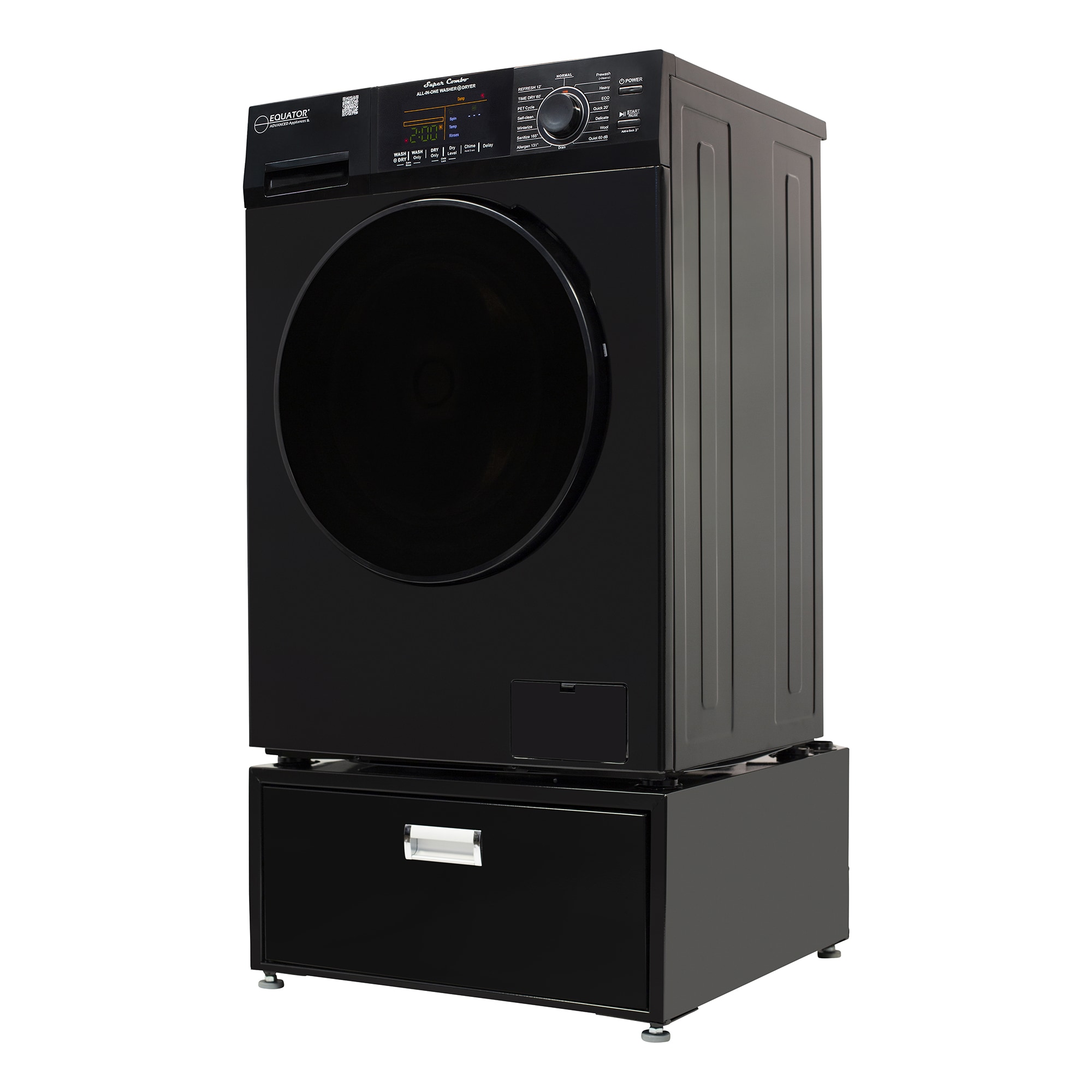 Combo de Lavadora y Secadora Todo en Uno sin Ventilación de 1.62 pies cúbicos de Capacidad en Color Negro de Equator Advanced Appliances EZ 4700 B + PDL 4455